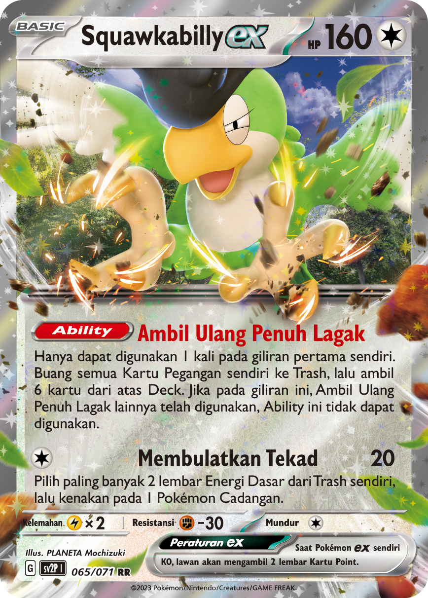 Squawkabilly ex 065 — Mara Bahaya Salju (Indonesian Pokémon TCG card)