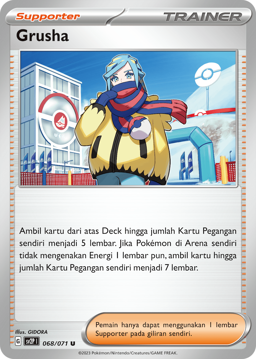 Grusha 068 — Mara Bahaya Salju (Indonesian Pokémon TCG card)