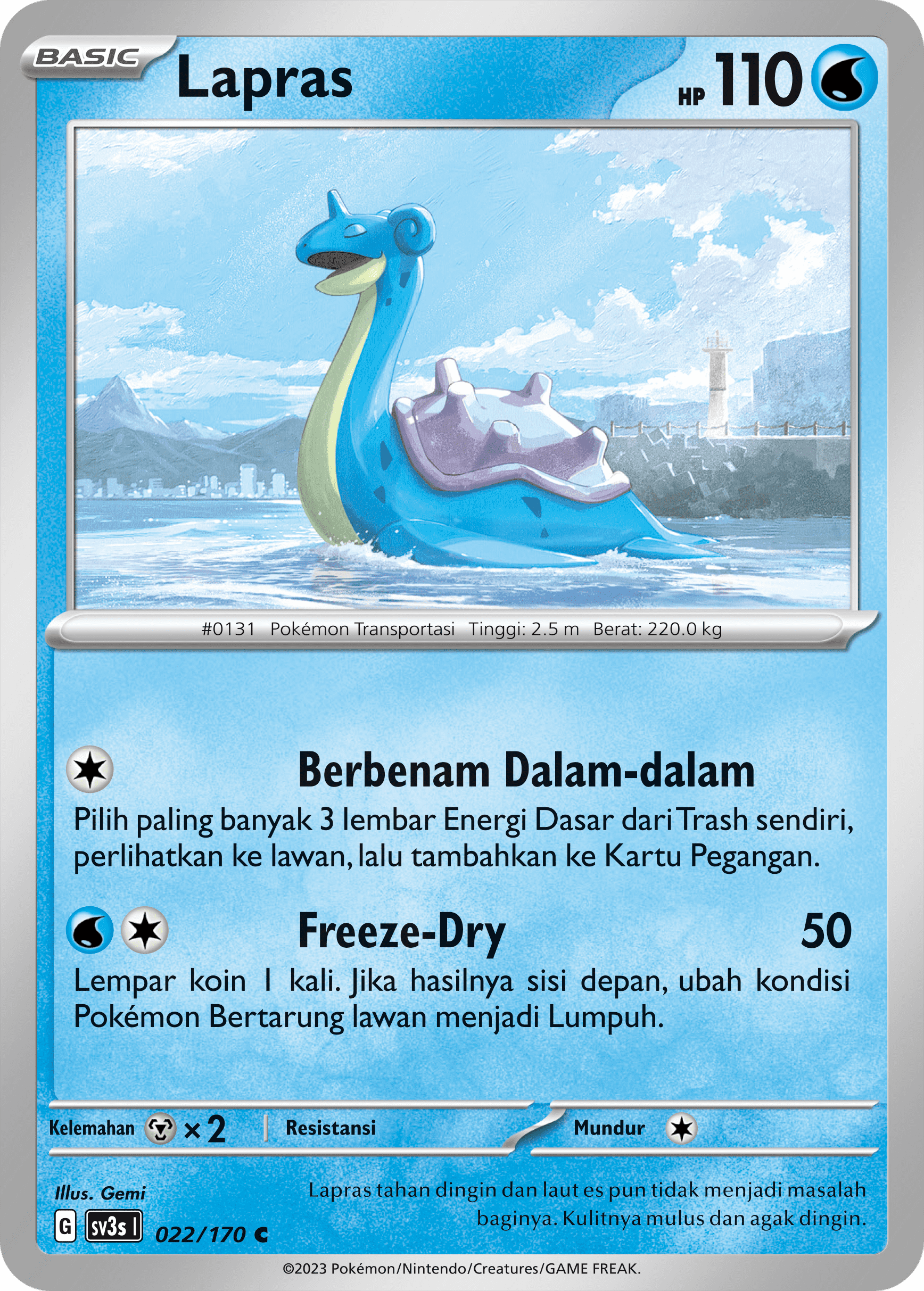 Lapras 022 — Kilau Hitam (Indonesian Pokémon TCG card)