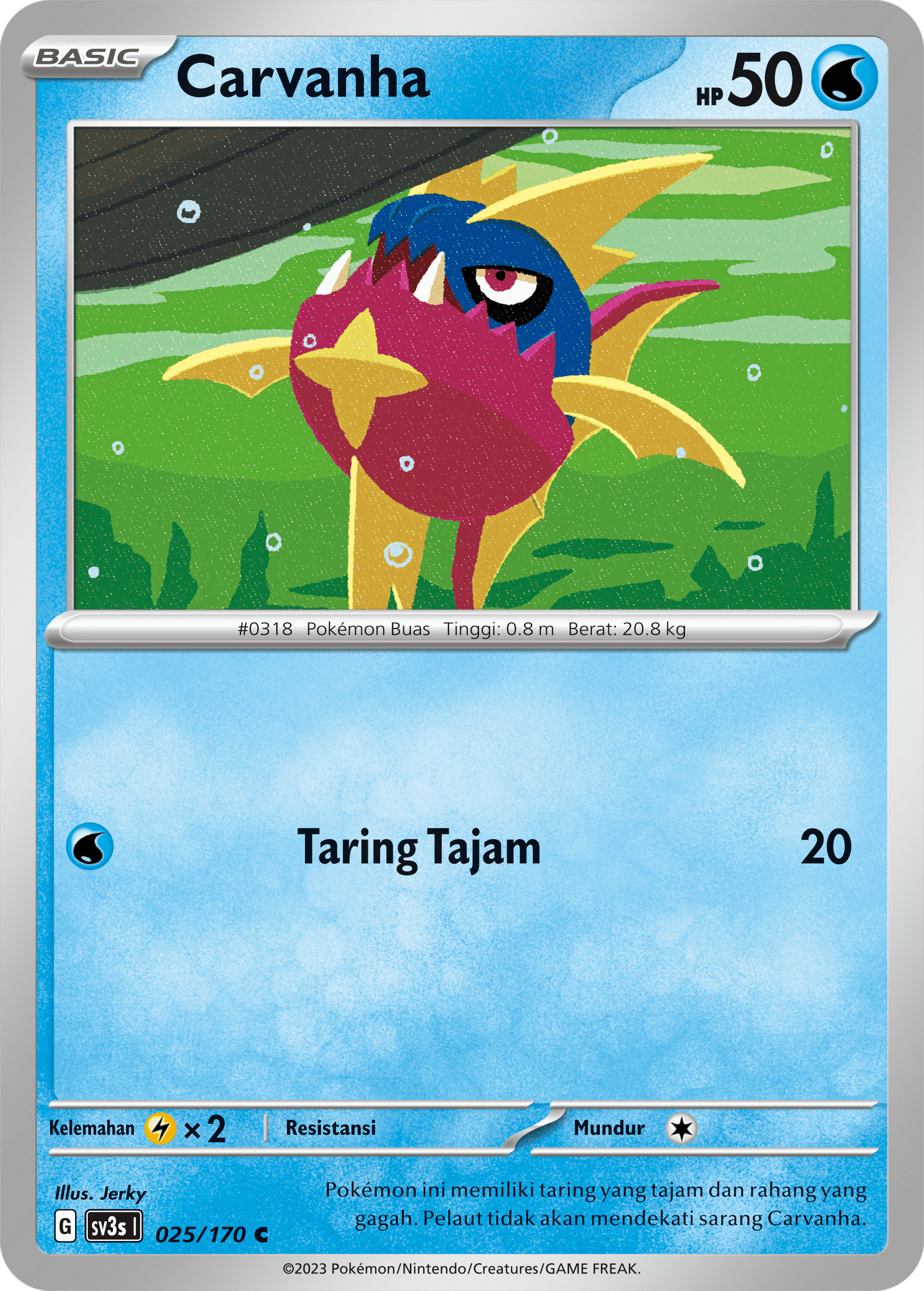Carvanha 025 — Kilau Hitam (Indonesian Pokémon TCG card)