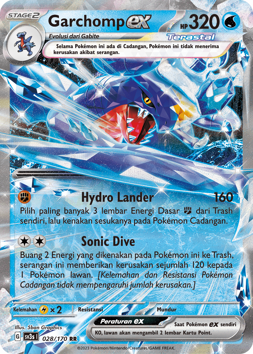 Garchomp ex 028 — Kilau Hitam (Indonesian Pokémon TCG card)