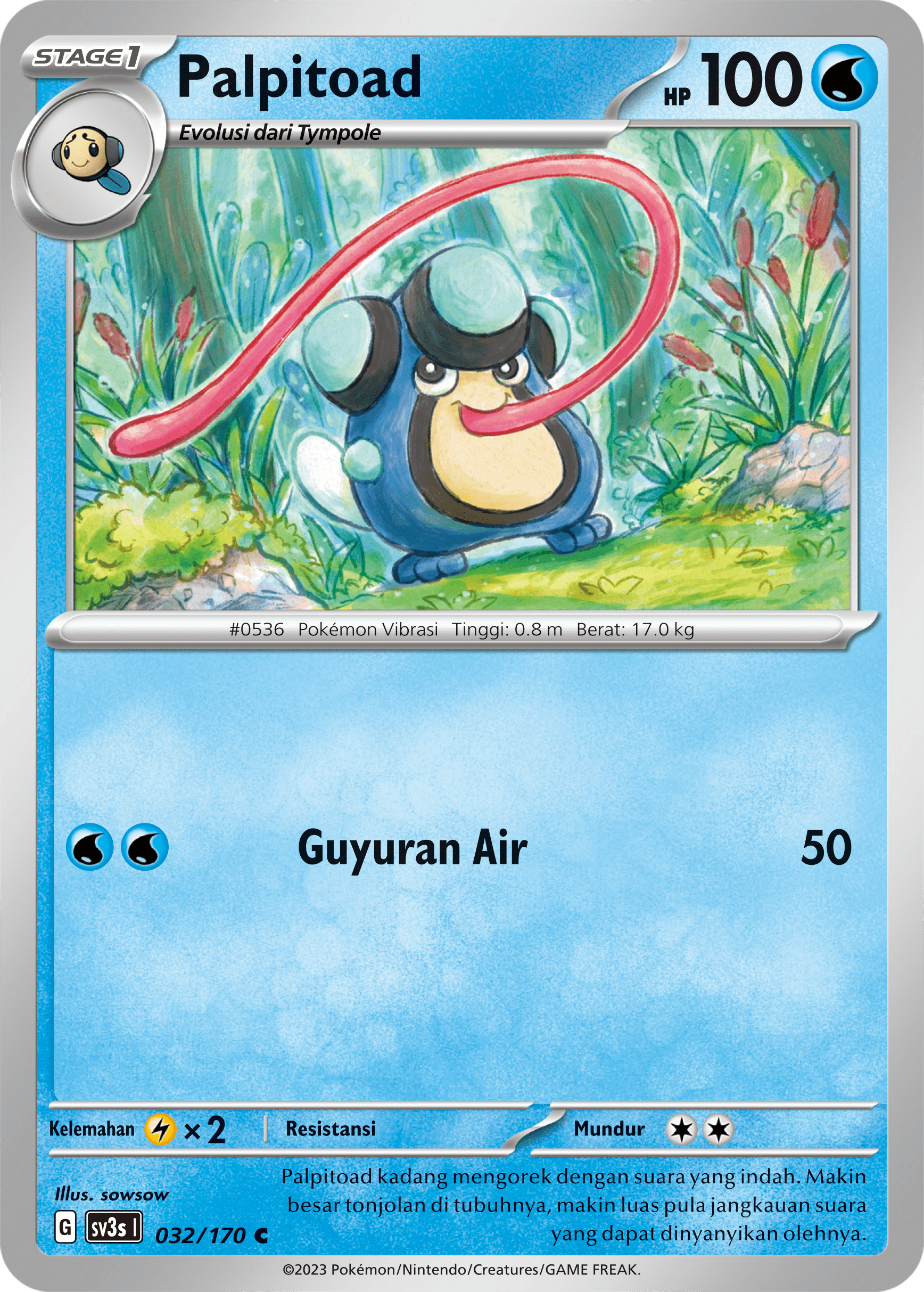 Palpitoad 032 — Kilau Hitam (Indonesian Pokémon TCG card)
