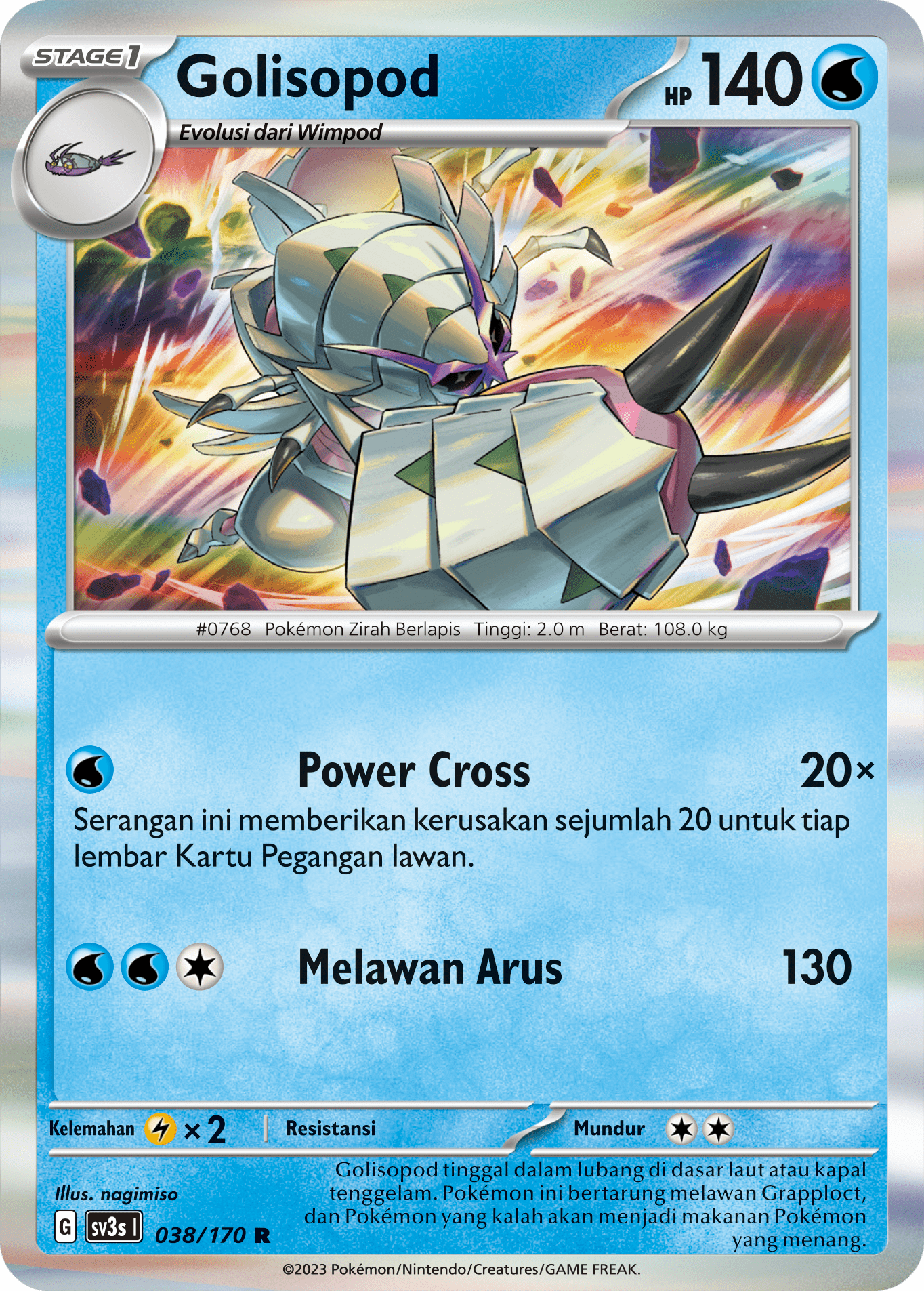 Golisopod 038 — Kilau Hitam (Indonesian Pokémon TCG card)