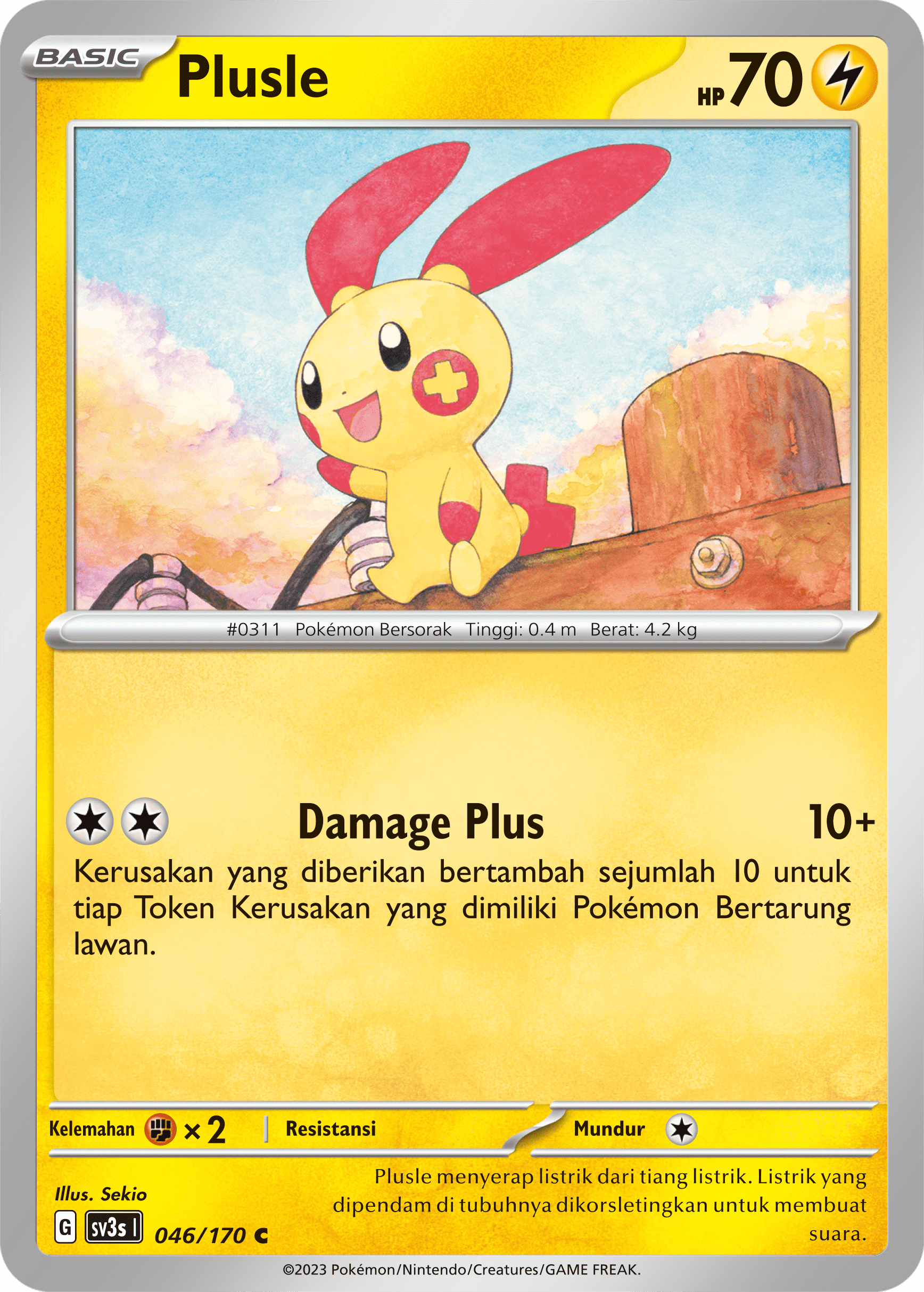 Plusle 046 — Kilau Hitam (Indonesian Pokémon TCG card)