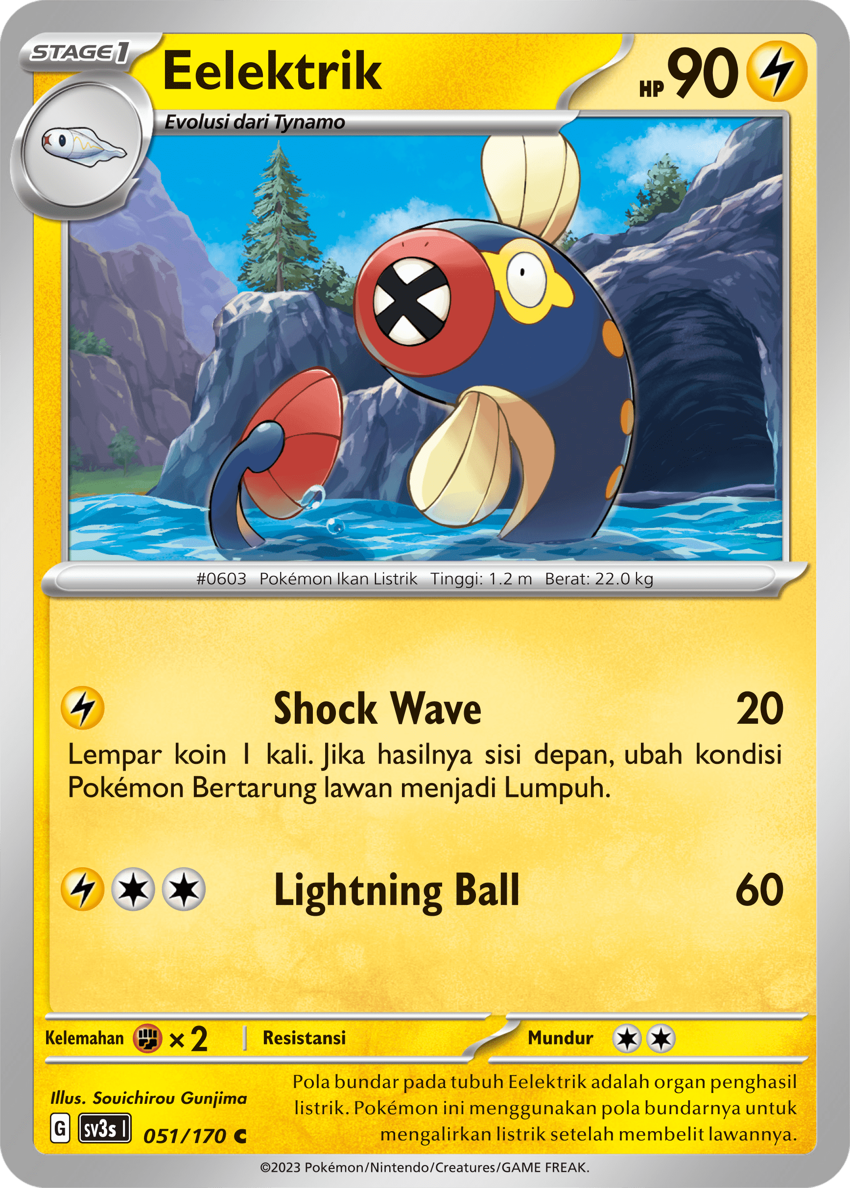 Eelektrik 051 — Kilau Hitam (Indonesian Pokémon TCG card)
