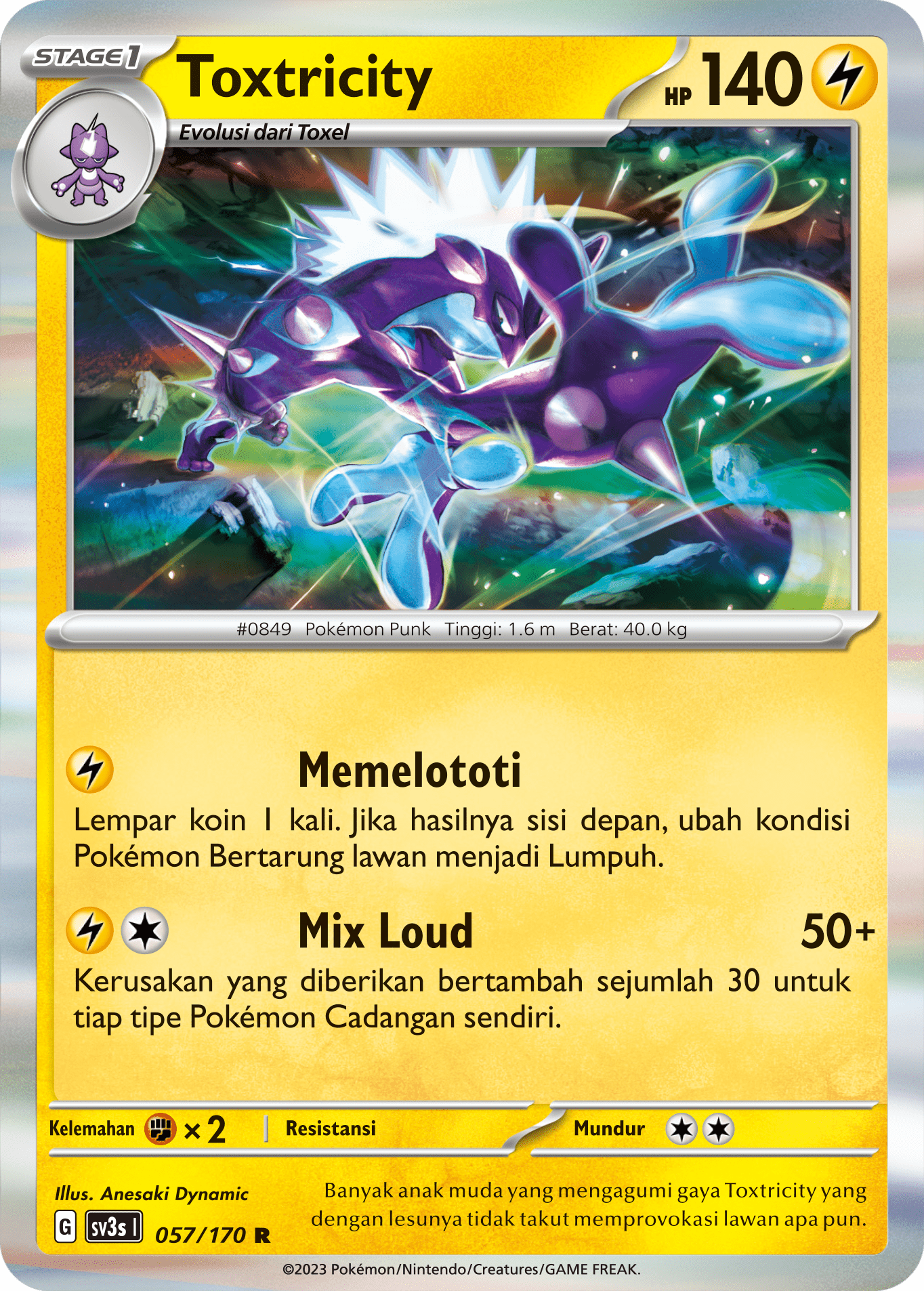 Toxtricity 057 — Kilau Hitam (Indonesian Pokémon TCG card)