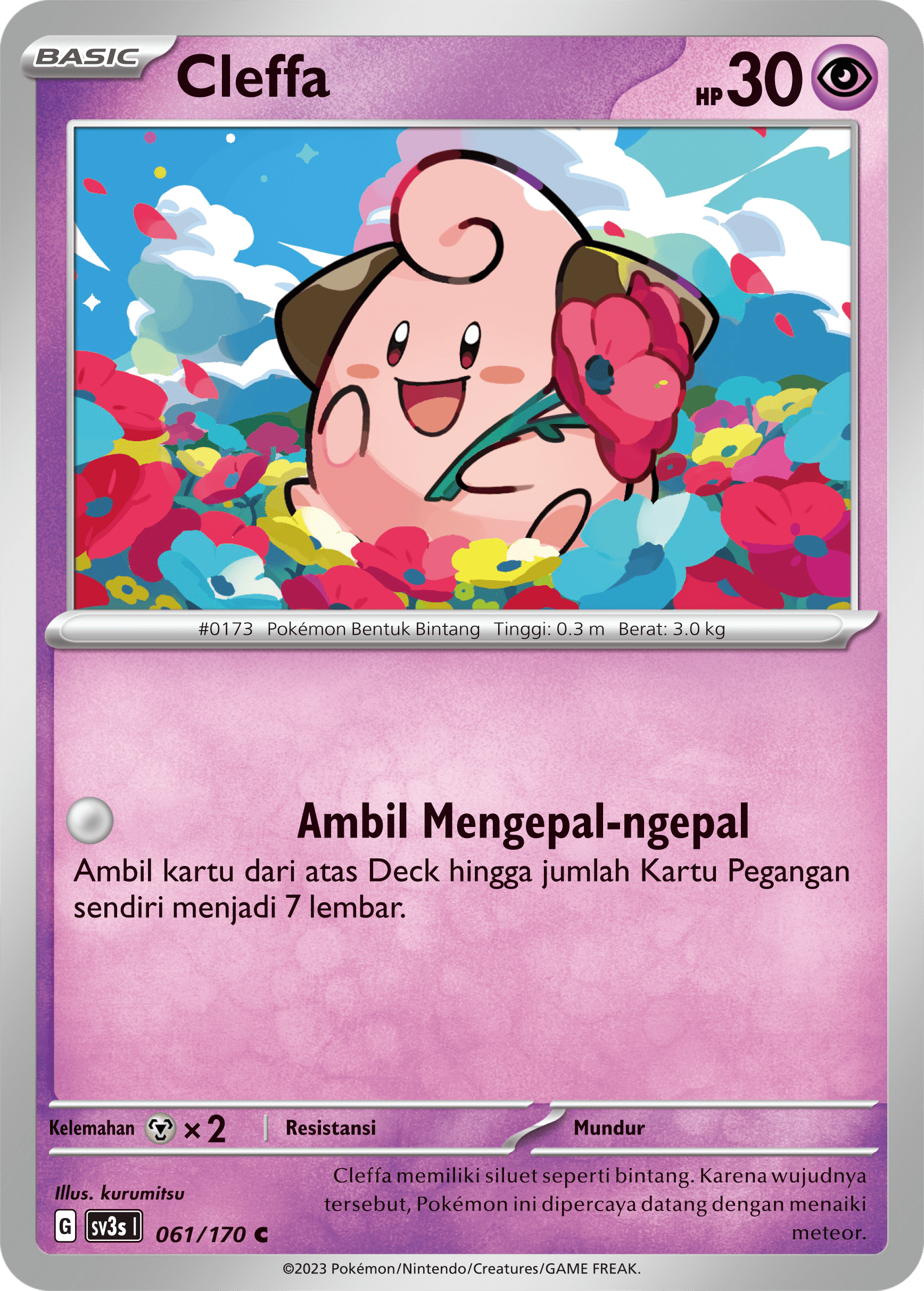 Cleffa 061 — Kilau Hitam (Indonesian Pokémon TCG card)