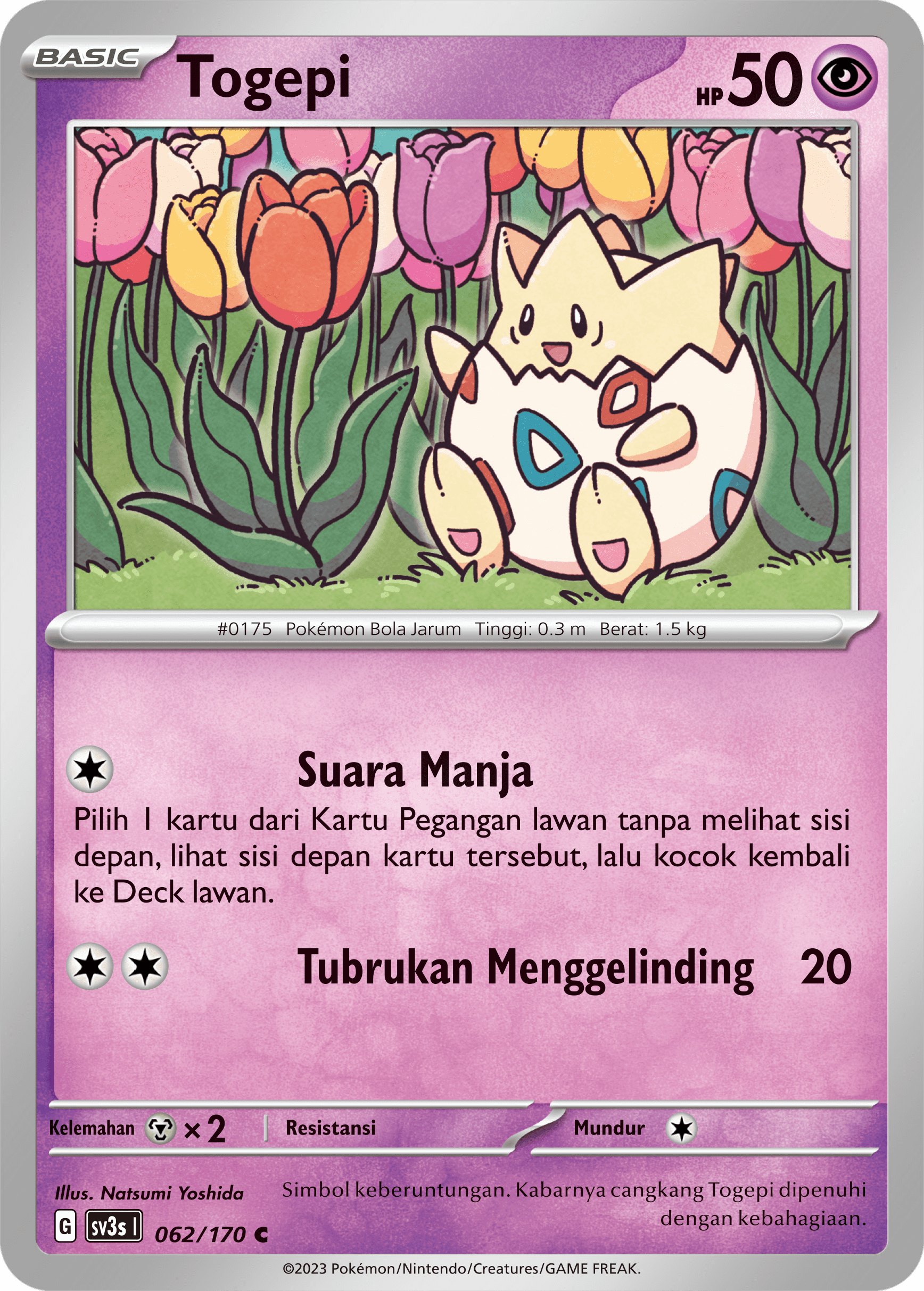 Togepi 062 — Kilau Hitam (Indonesian Pokémon TCG card)