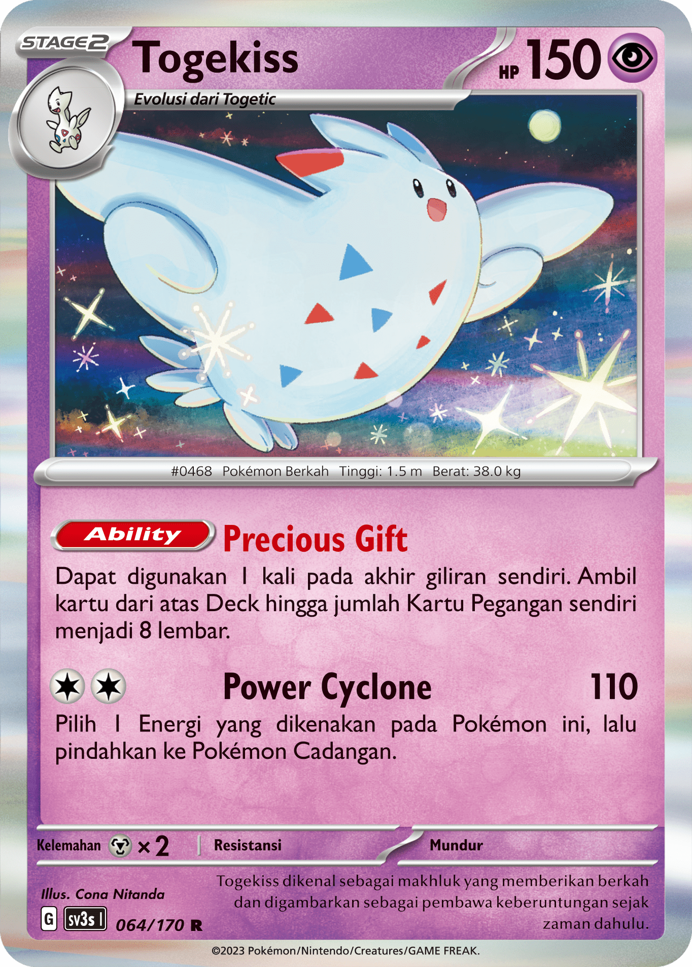 Togekiss 064 — Kilau Hitam (Indonesian Pokémon TCG card)
