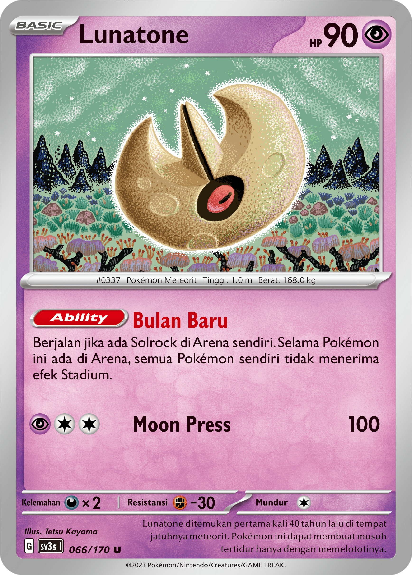 Lunatone 066 — Kilau Hitam (Indonesian Pokémon TCG card)