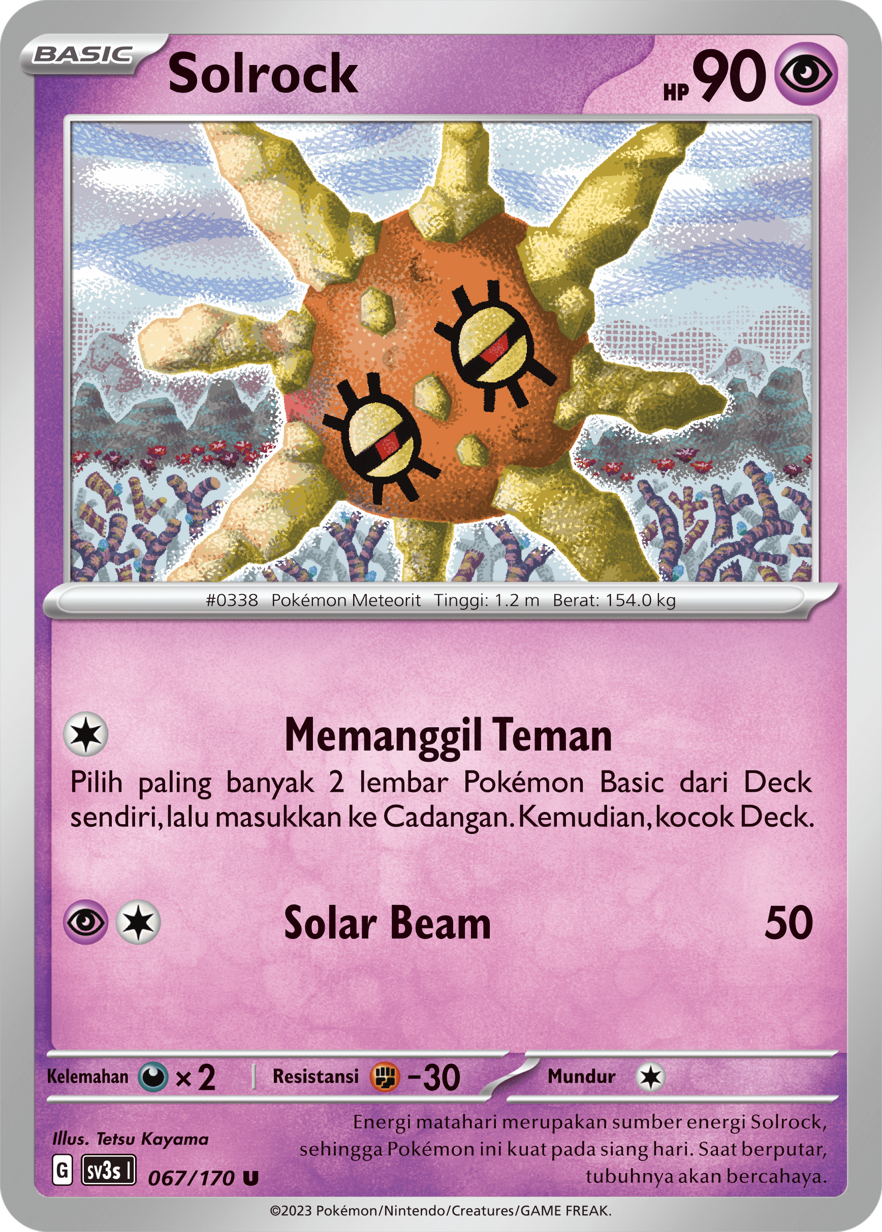 Solrock 067 — Kilau Hitam (Indonesian Pokémon TCG card)