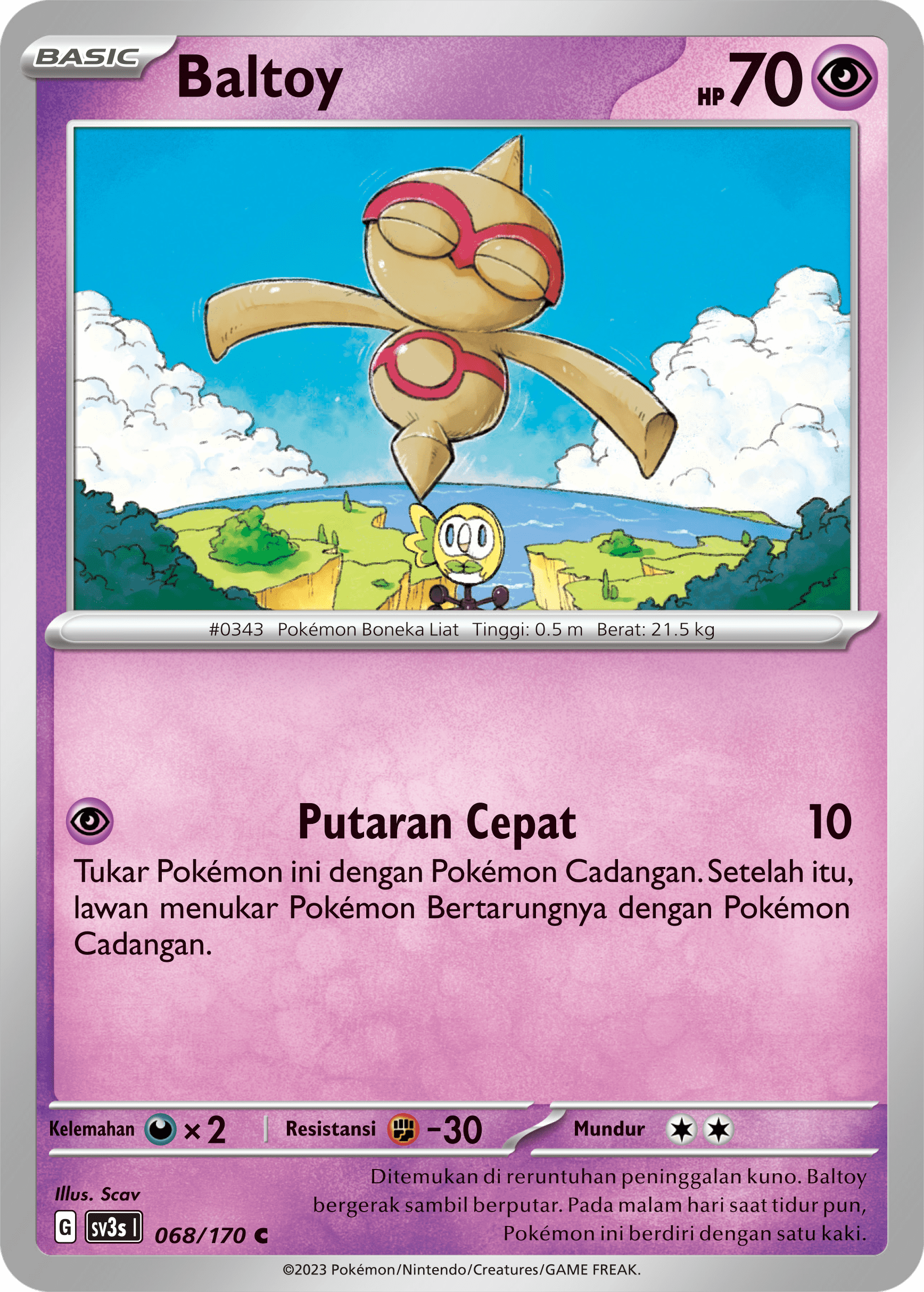 Baltoy 068 — Kilau Hitam (Indonesian Pokémon TCG card)