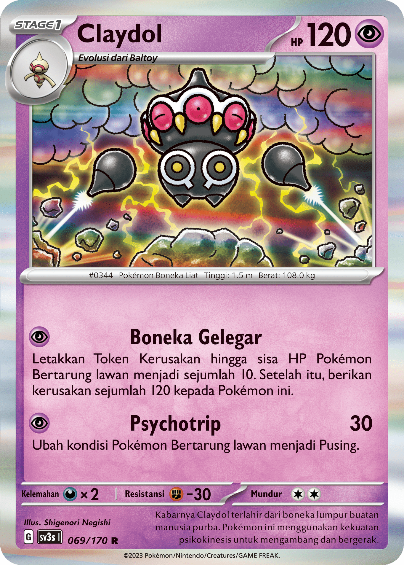 Claydol 069 — Kilau Hitam (Indonesian Pokémon TCG card)