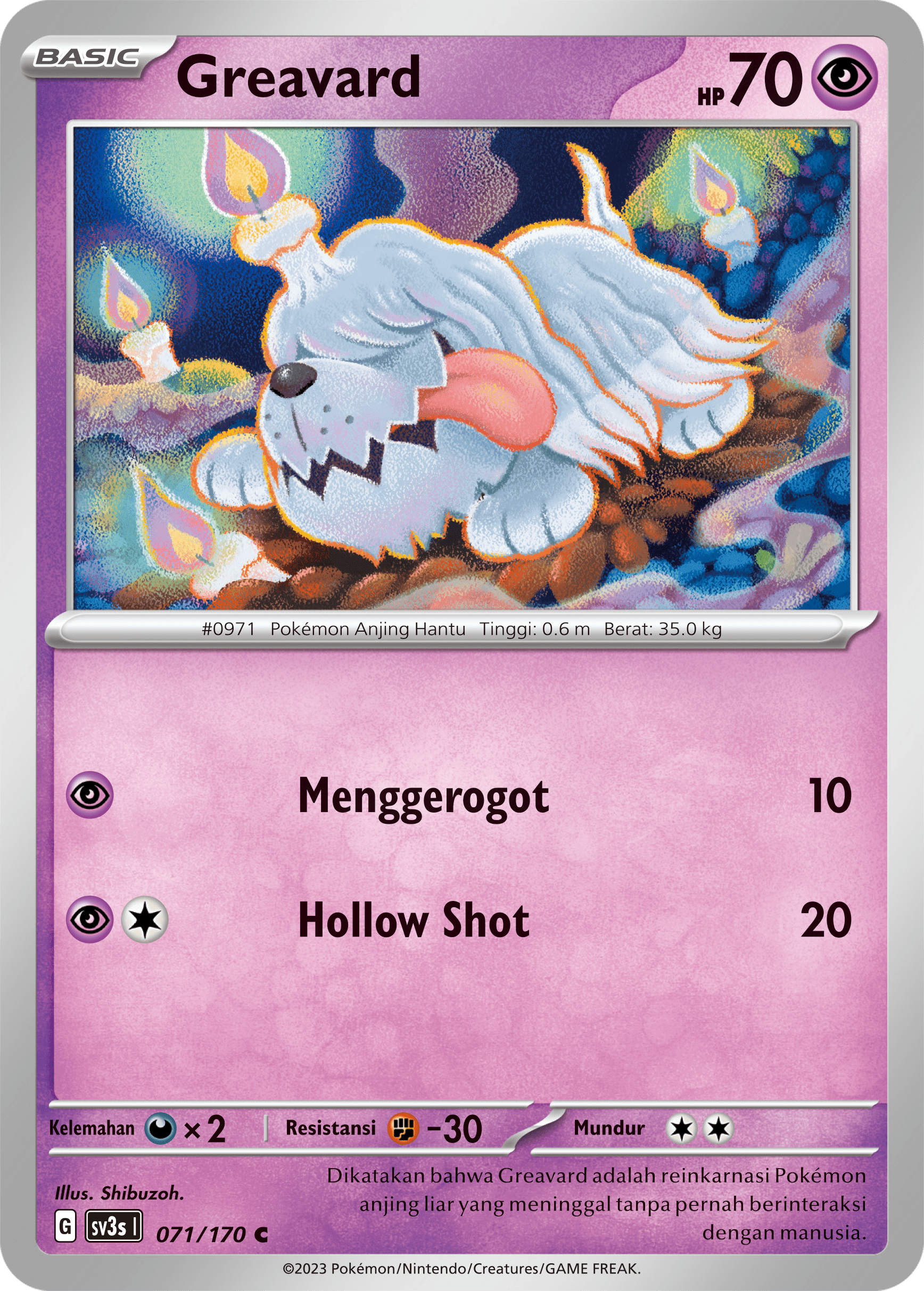 Greavard 071 — Kilau Hitam (Indonesian Pokémon TCG card)