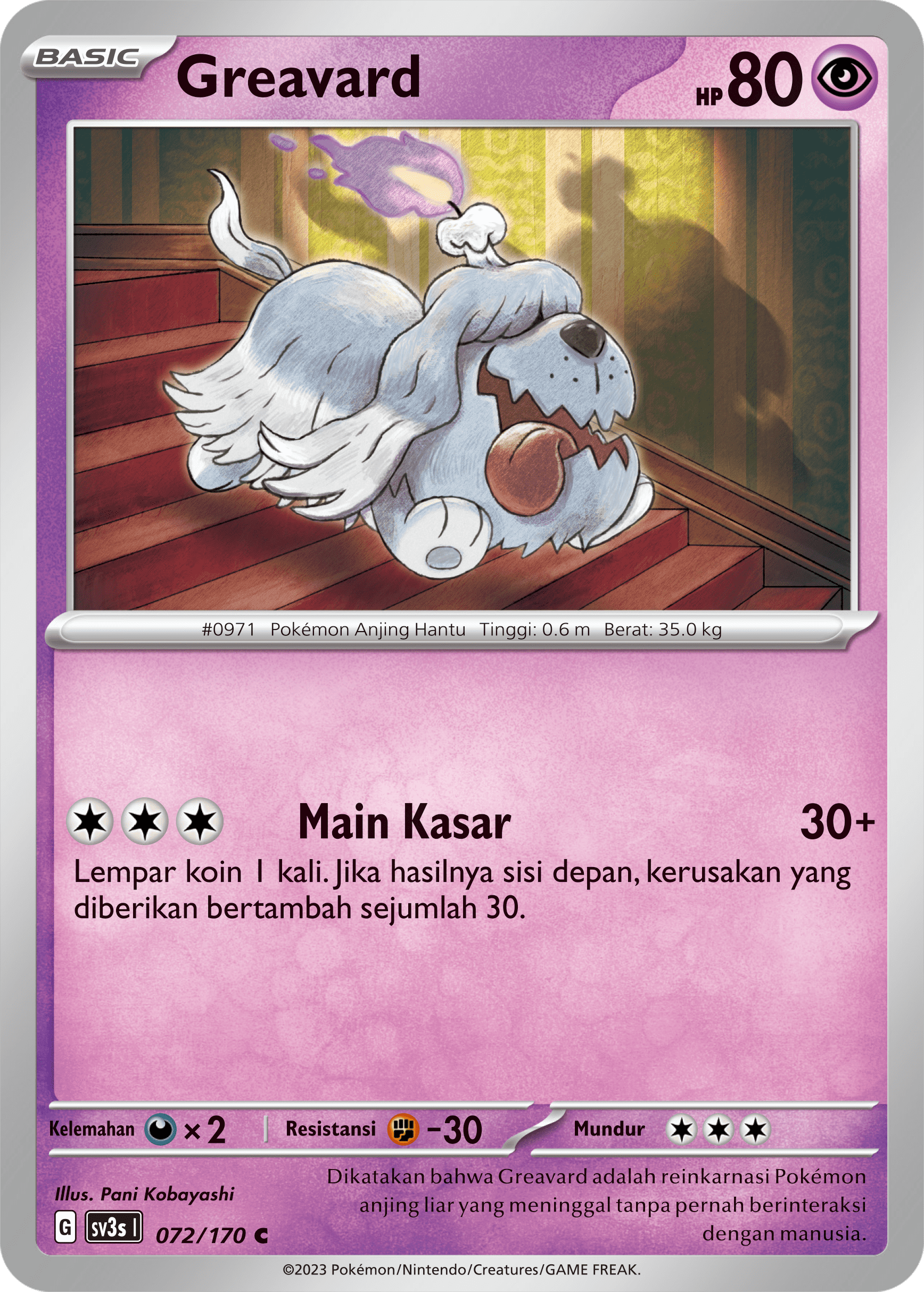 Greavard 072 — Kilau Hitam (Indonesian Pokémon TCG card)