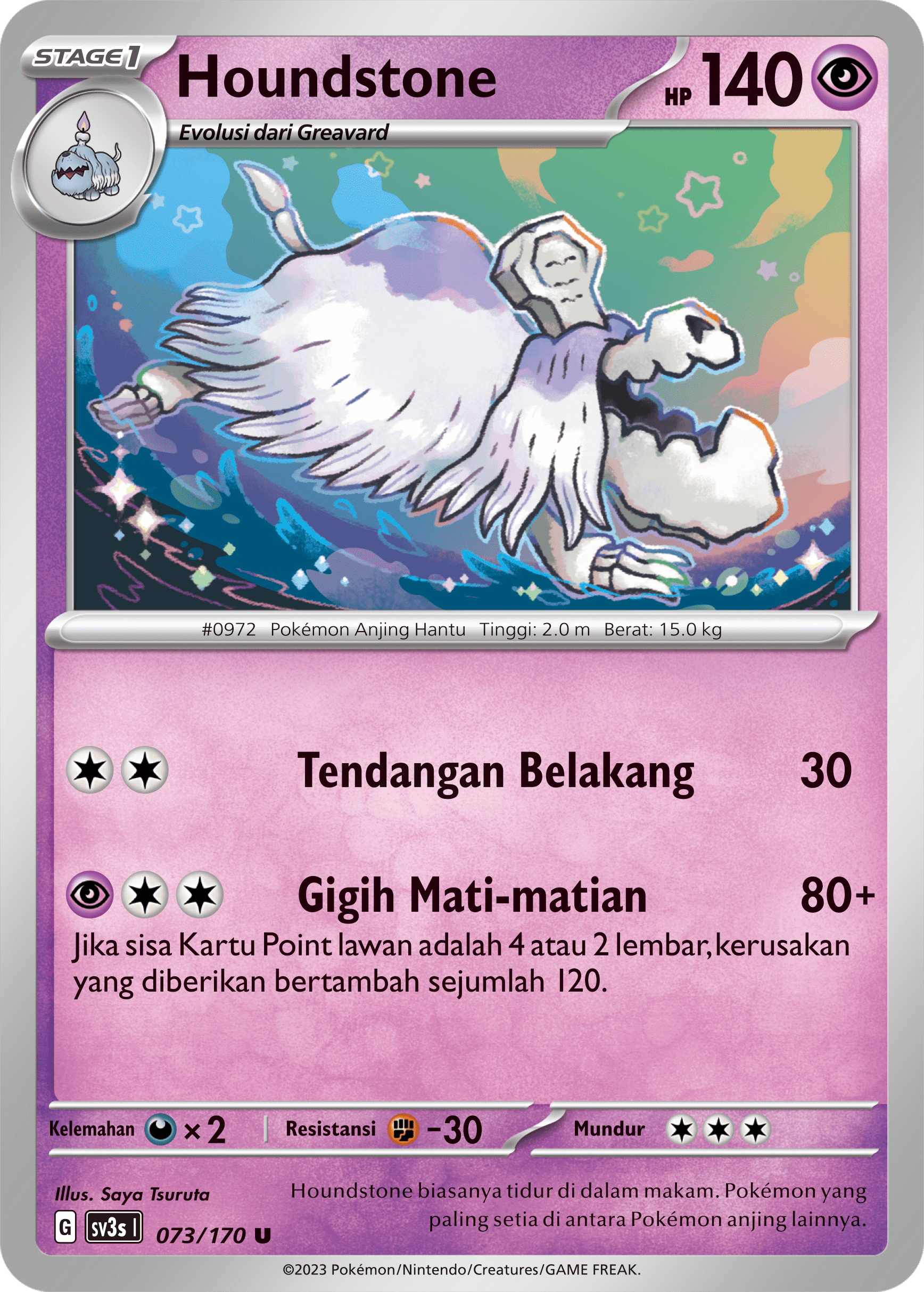 Houndstone 073 — Kilau Hitam (Indonesian Pokémon TCG card)