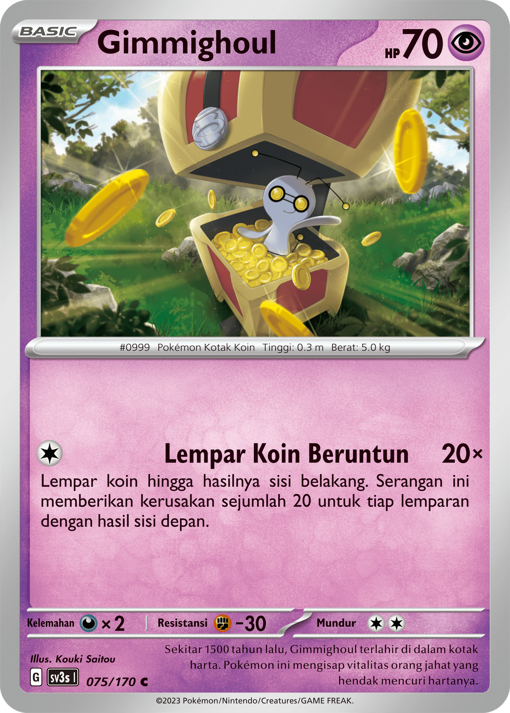 Gimmighoul 075 — Kilau Hitam (Indonesian Pokémon TCG card)