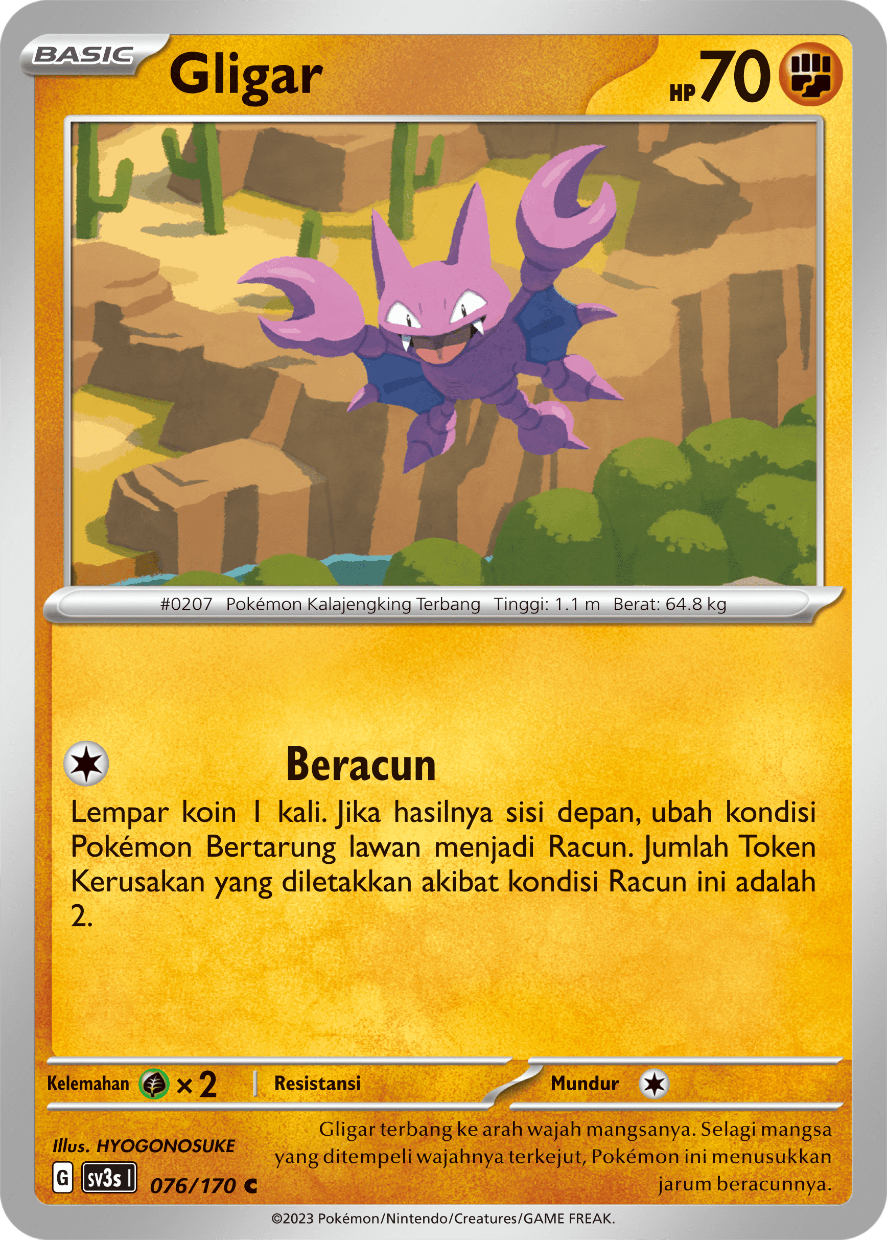 Gligar 076 — Kilau Hitam (Indonesian Pokémon TCG card)