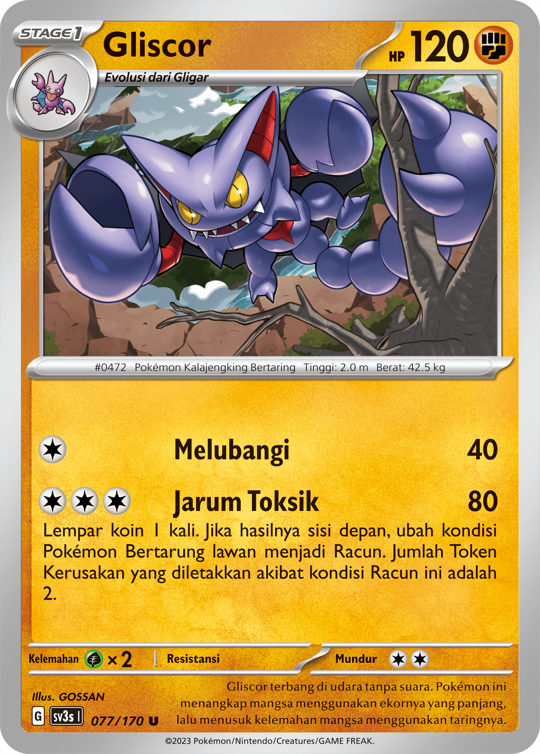 Gliscor 077 — Kilau Hitam (Indonesian Pokémon TCG card)