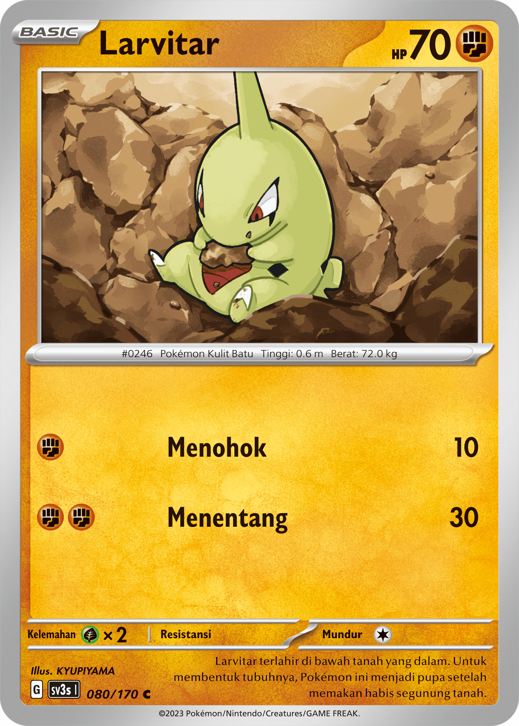 Larvitar 080 — Kilau Hitam (Indonesian Pokémon TCG card)