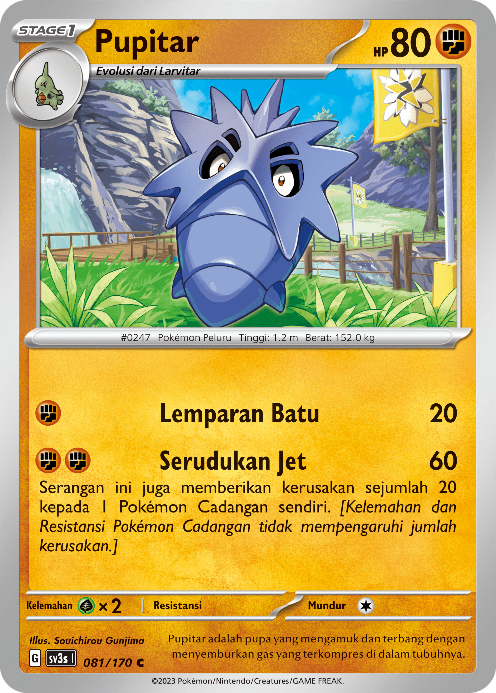 Pupitar 081 — Kilau Hitam (Indonesian Pokémon TCG card)