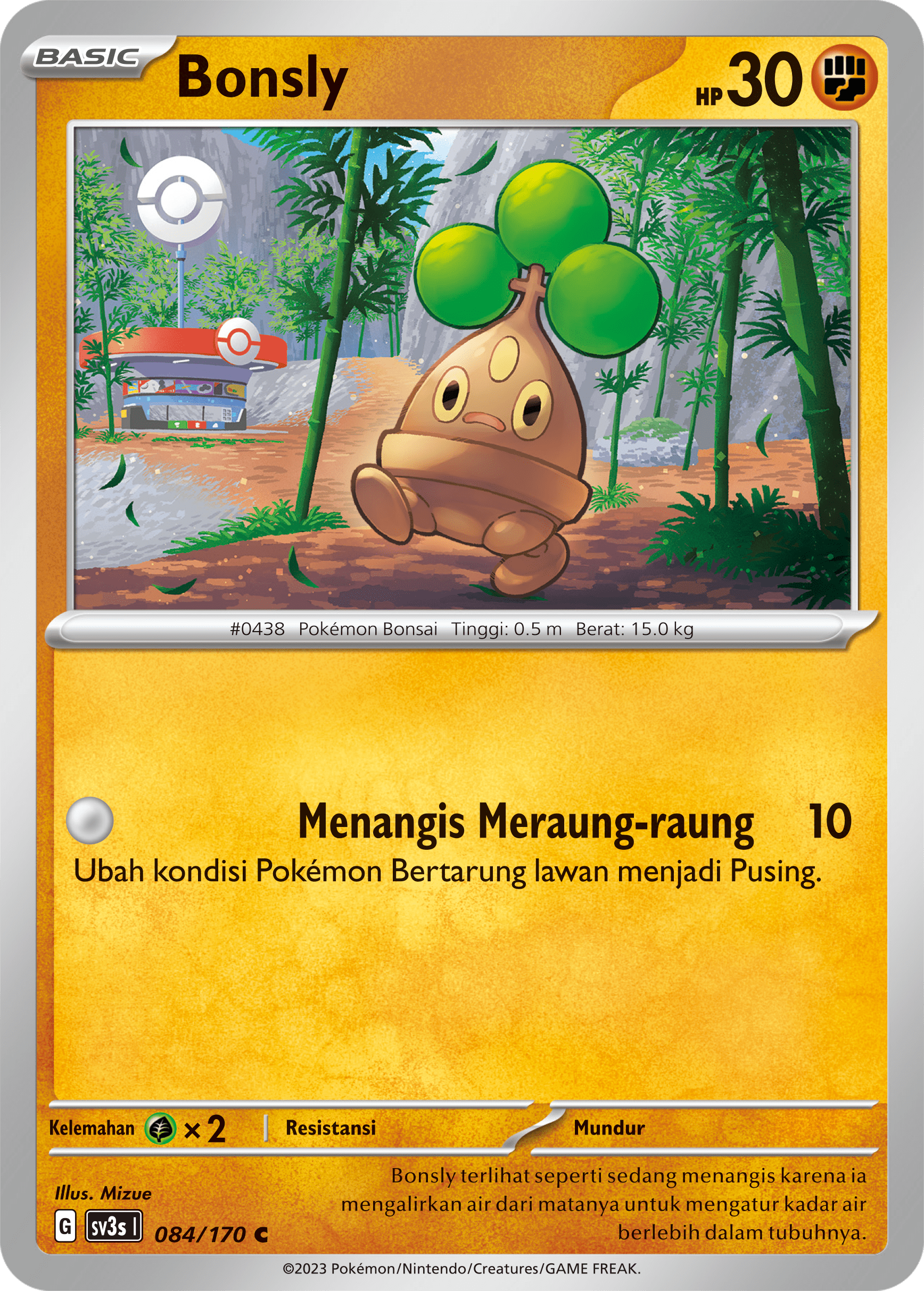 Bonsly 084 — Kilau Hitam (Indonesian Pokémon TCG card)