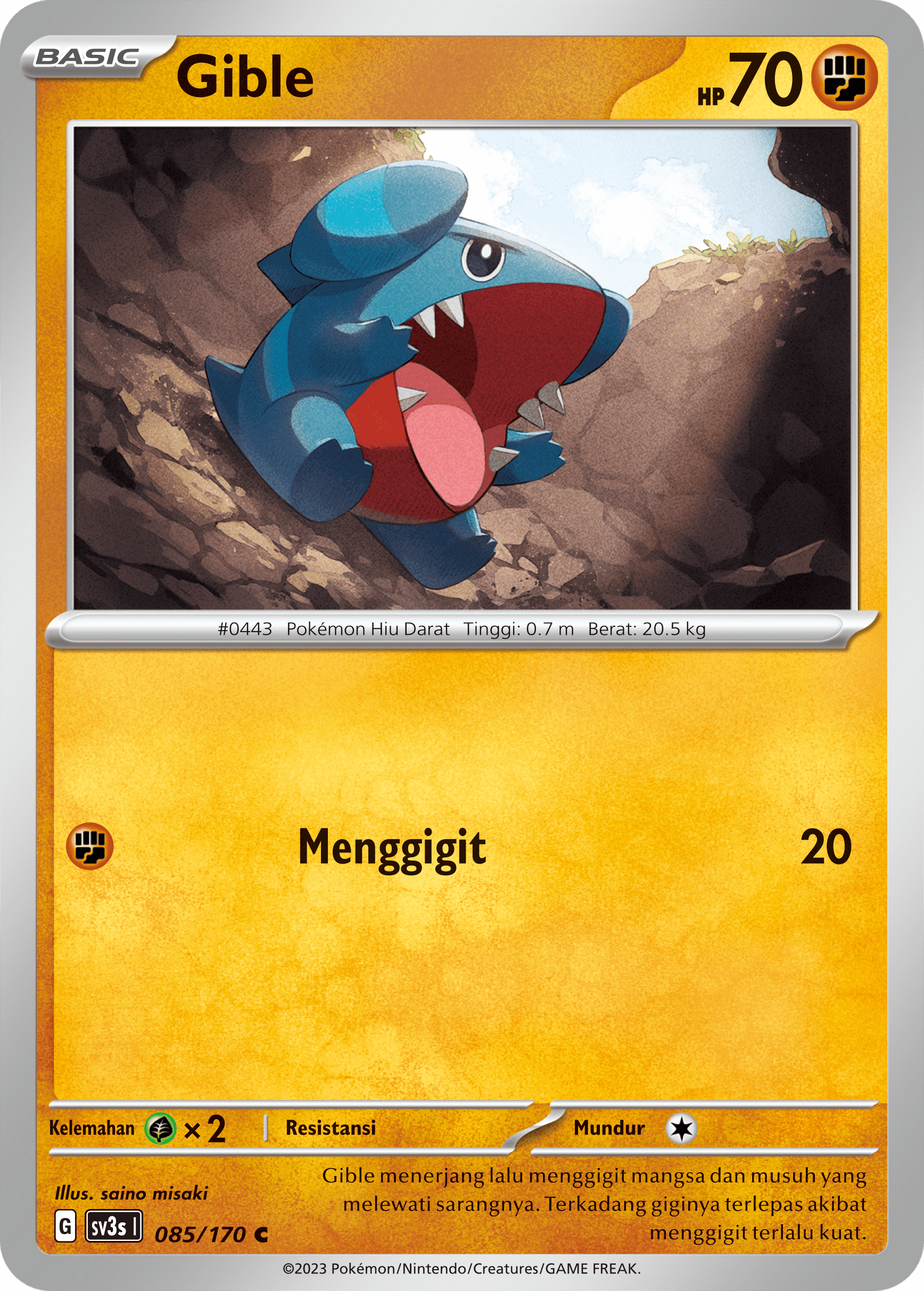 Gible 085 — Kilau Hitam (Indonesian Pokémon TCG card)