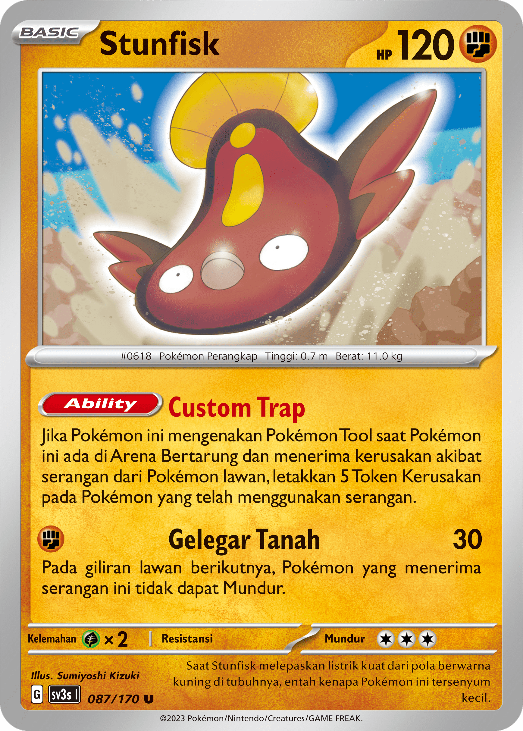 Stunfisk 087 — Kilau Hitam (Indonesian Pokémon TCG card)