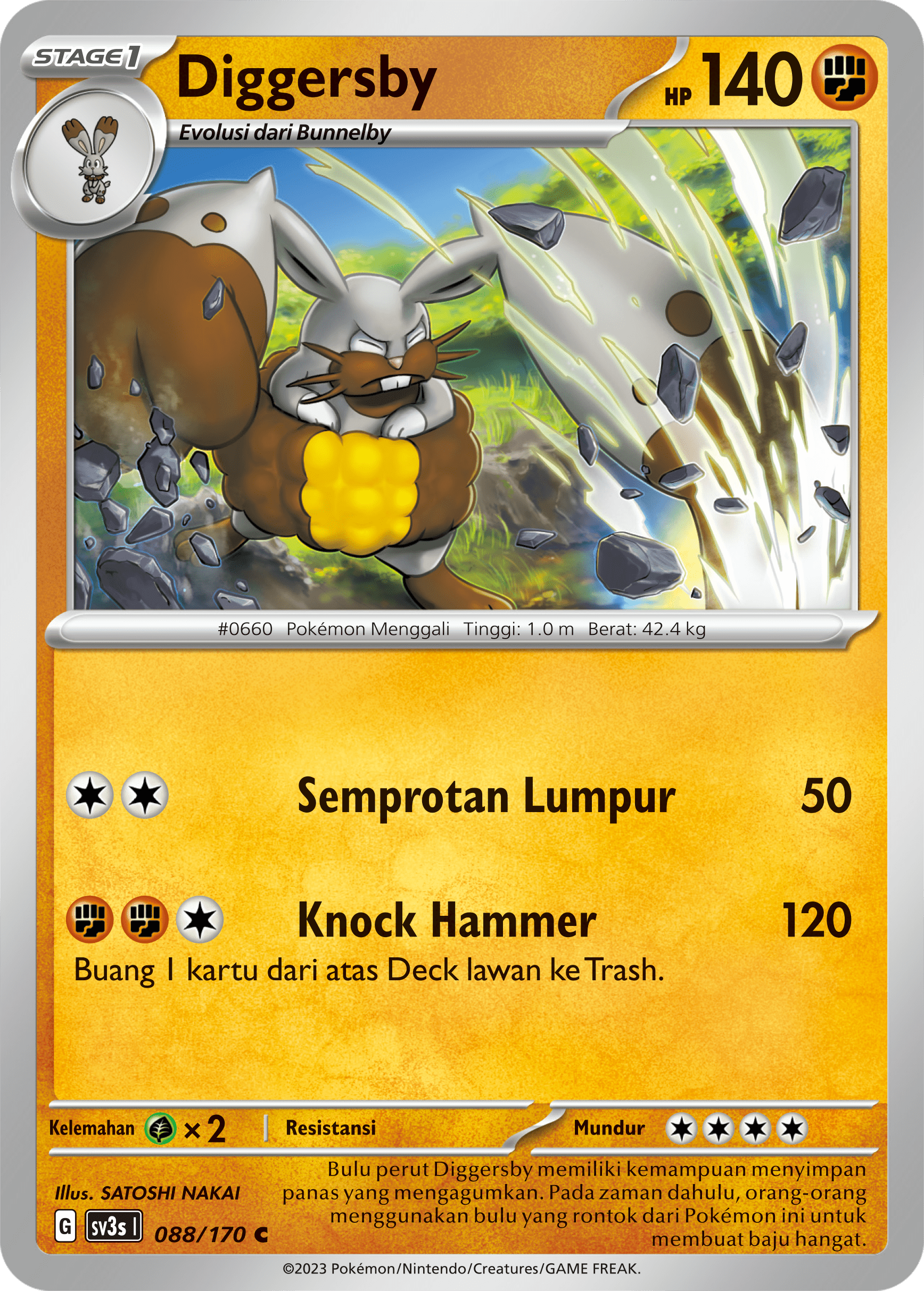 Diggersby 088 — Kilau Hitam (Indonesian Pokémon TCG card)