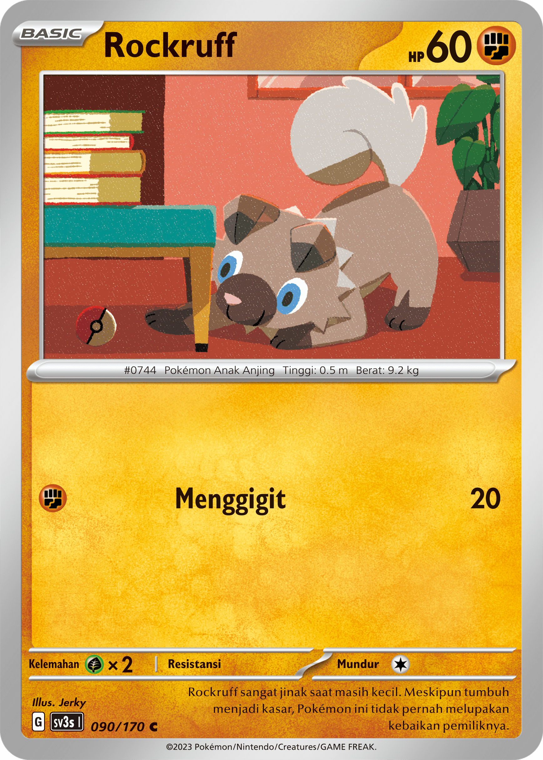 Rockruff 090 — Kilau Hitam (Indonesian Pokémon TCG card)