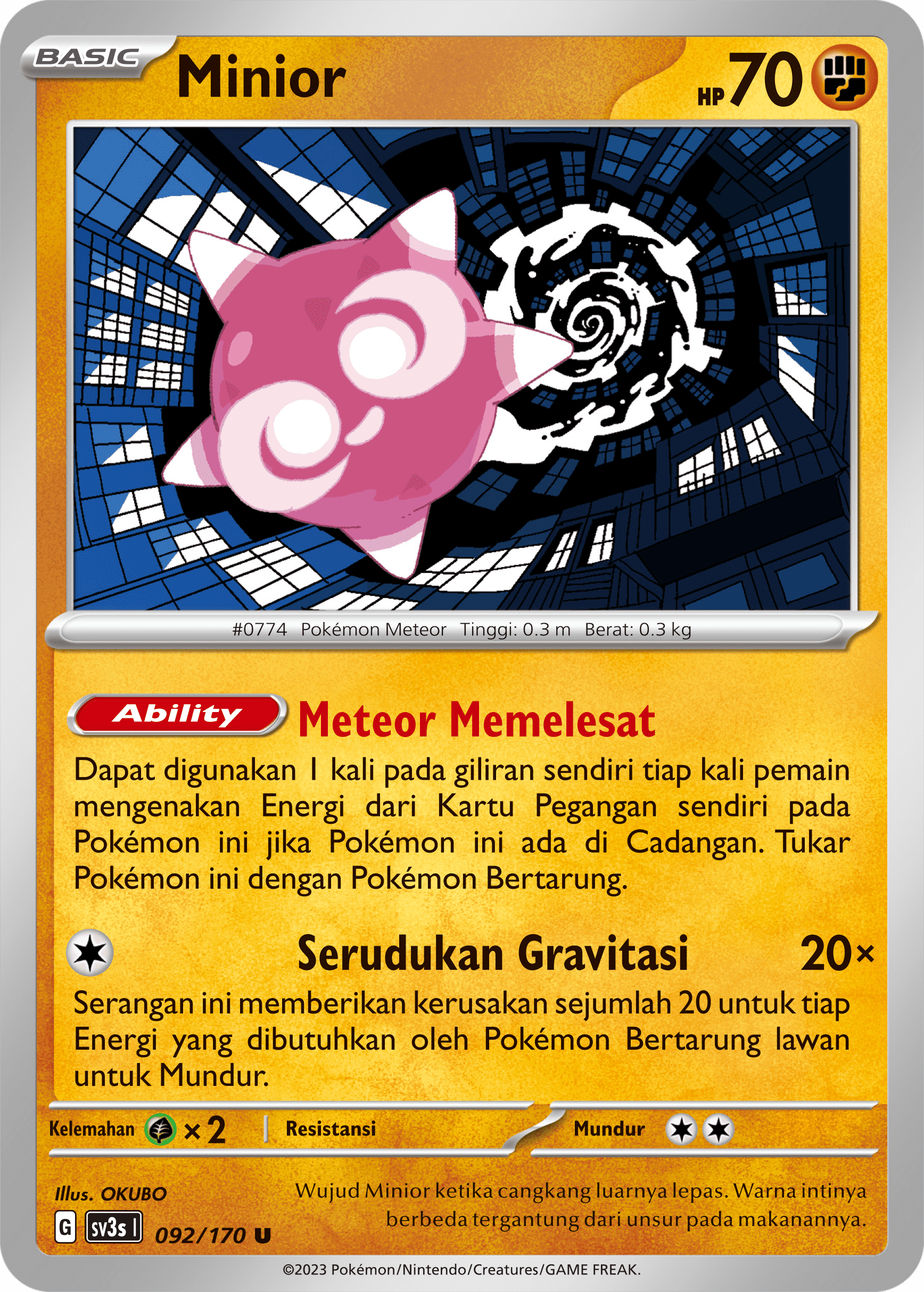 Minior 092 — Kilau Hitam (Indonesian Pokémon TCG card)