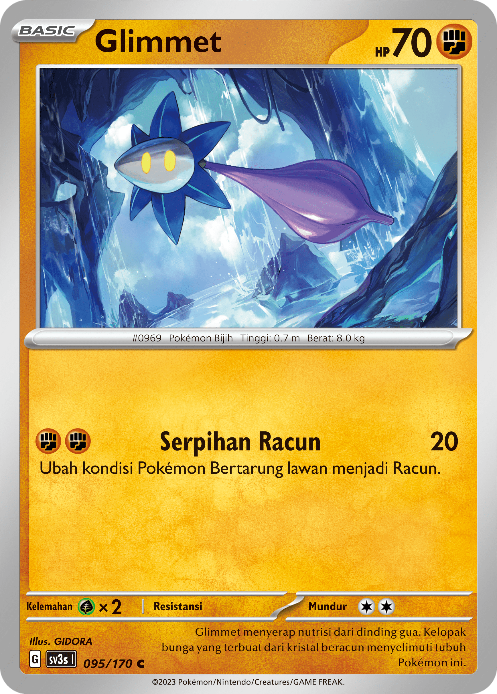 Glimmet 095 — Kilau Hitam (Indonesian Pokémon TCG card)