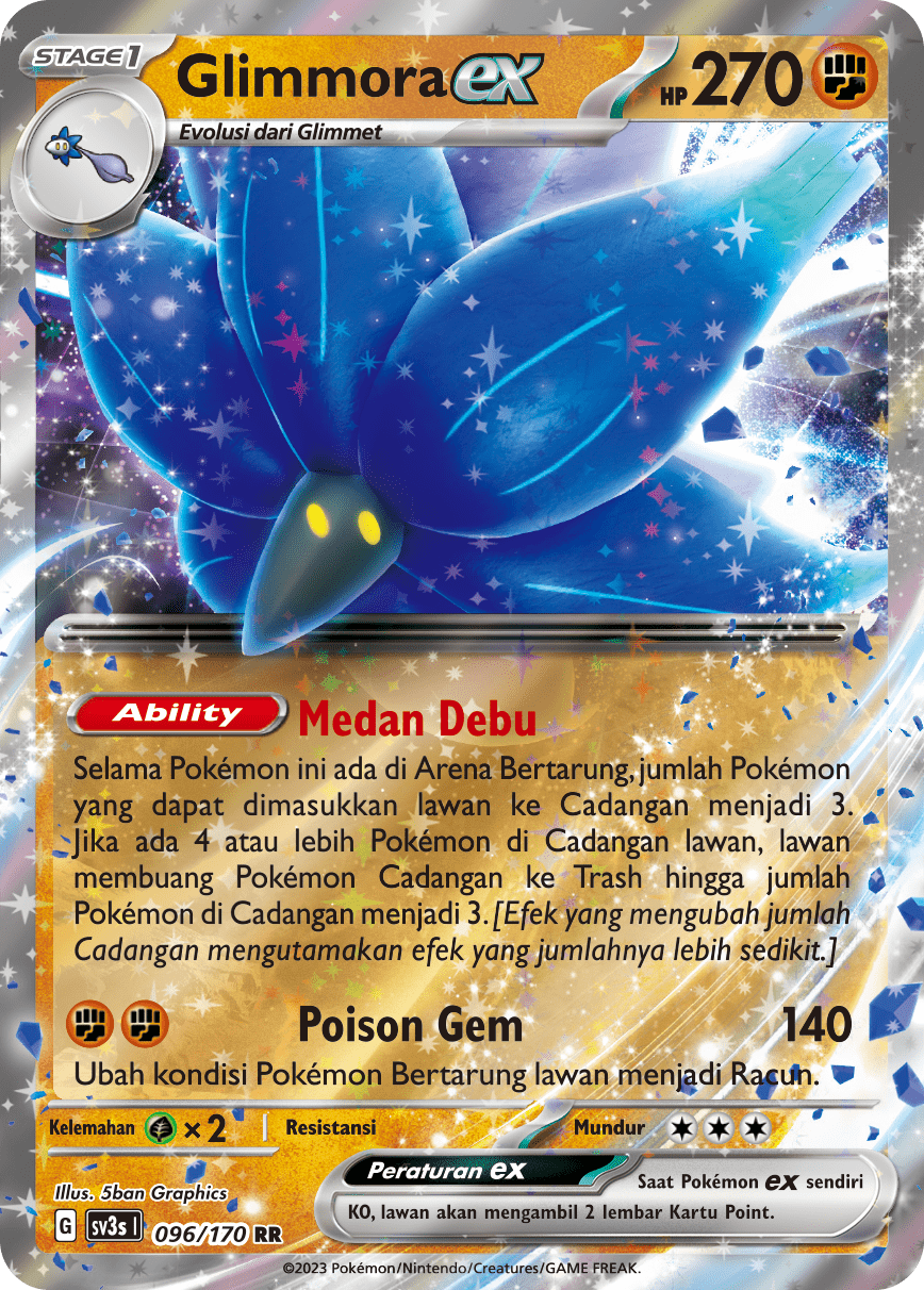 Glimmora ex 096 — Kilau Hitam (Indonesian Pokémon TCG card)