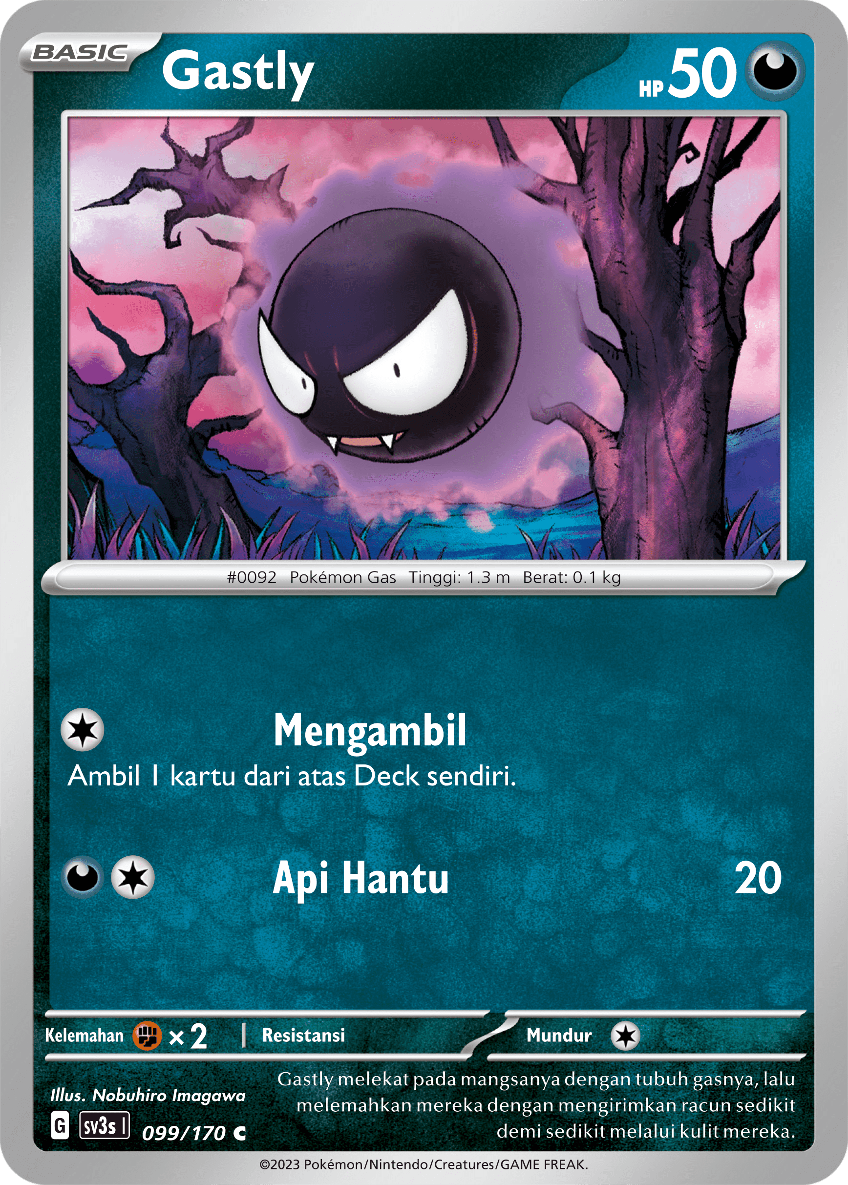 Gastly 099 — Kilau Hitam (Indonesian Pokémon TCG card)