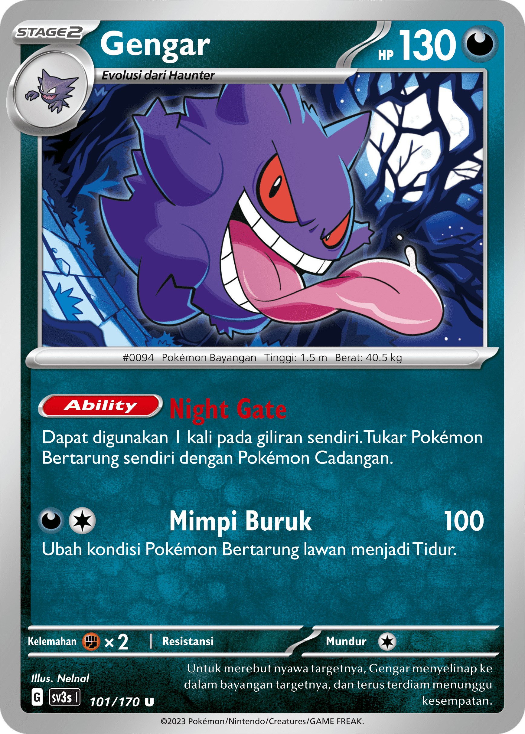 Gengar 101 — Kilau Hitam (Indonesian Pokémon TCG card)
