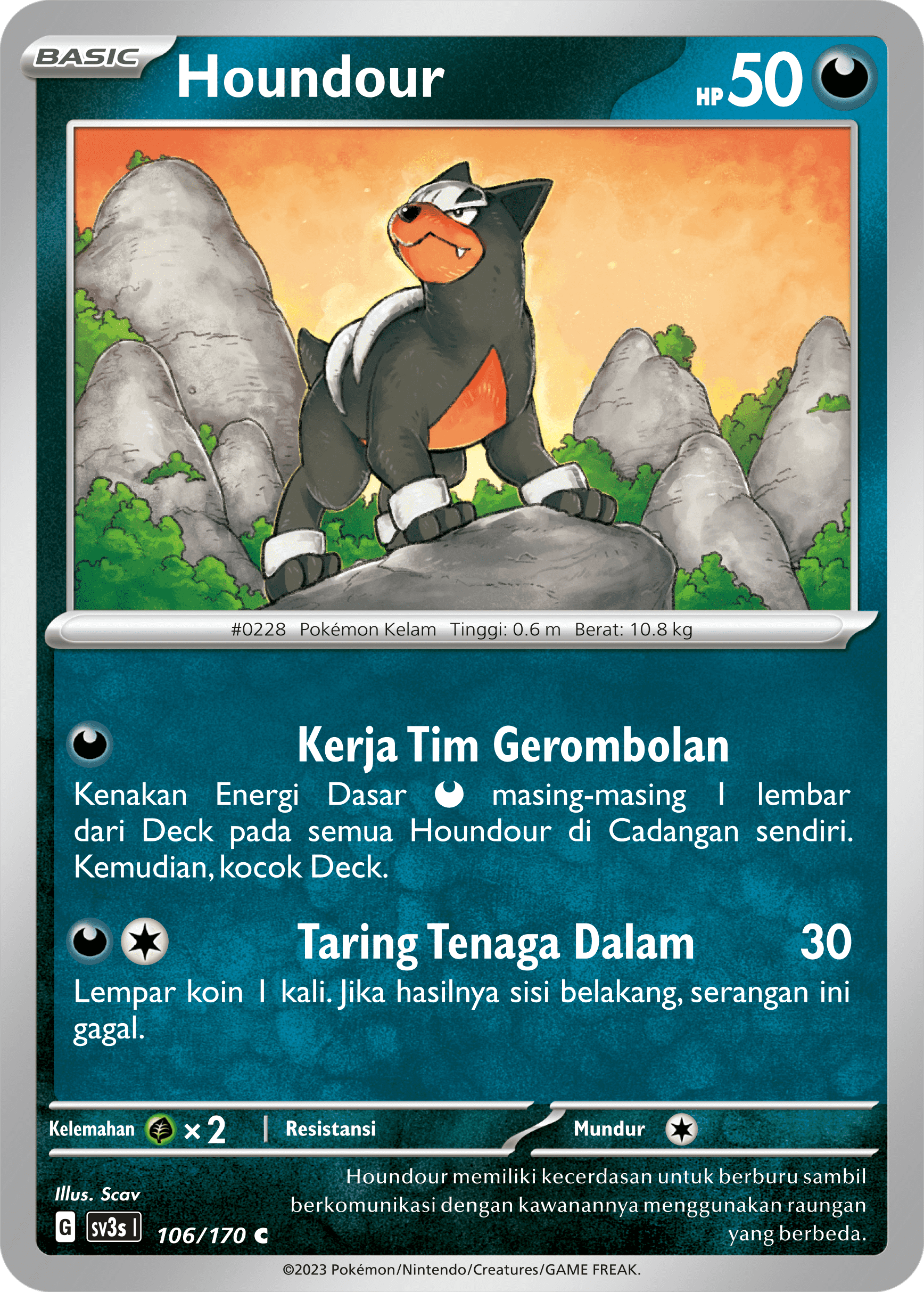 Houndour 106 — Kilau Hitam (Indonesian Pokémon TCG card)