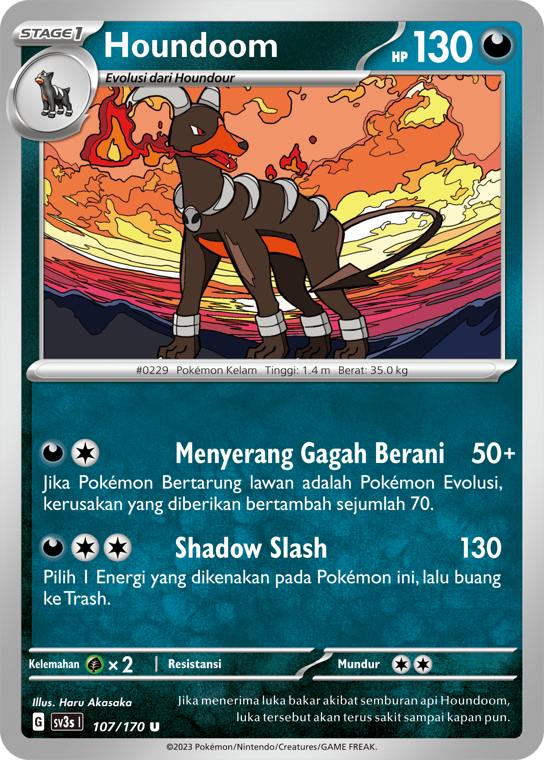 Houndoom 107 — Kilau Hitam (Indonesian Pokémon TCG card)