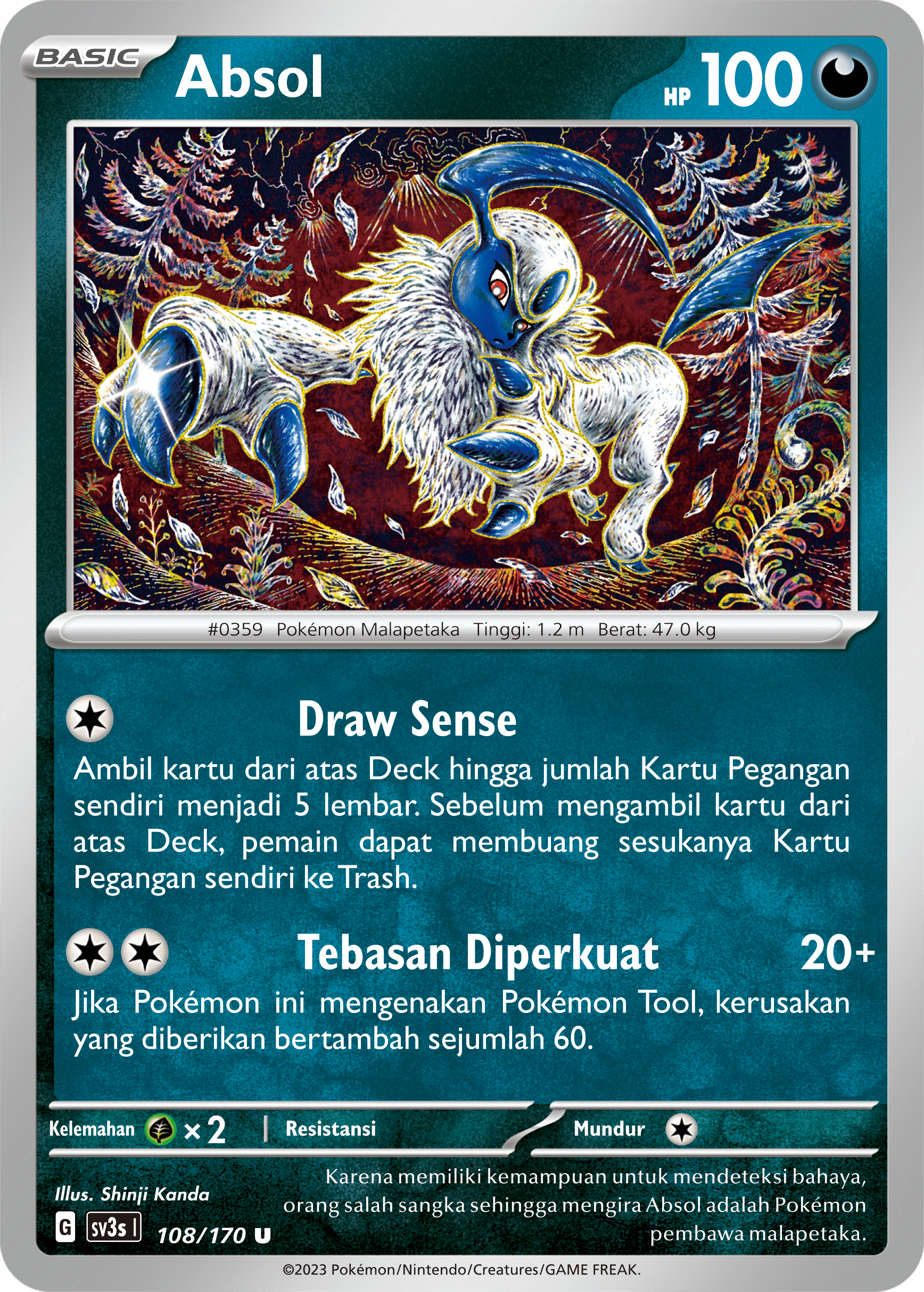 Absol 108 — Kilau Hitam (Indonesian Pokémon TCG card)
