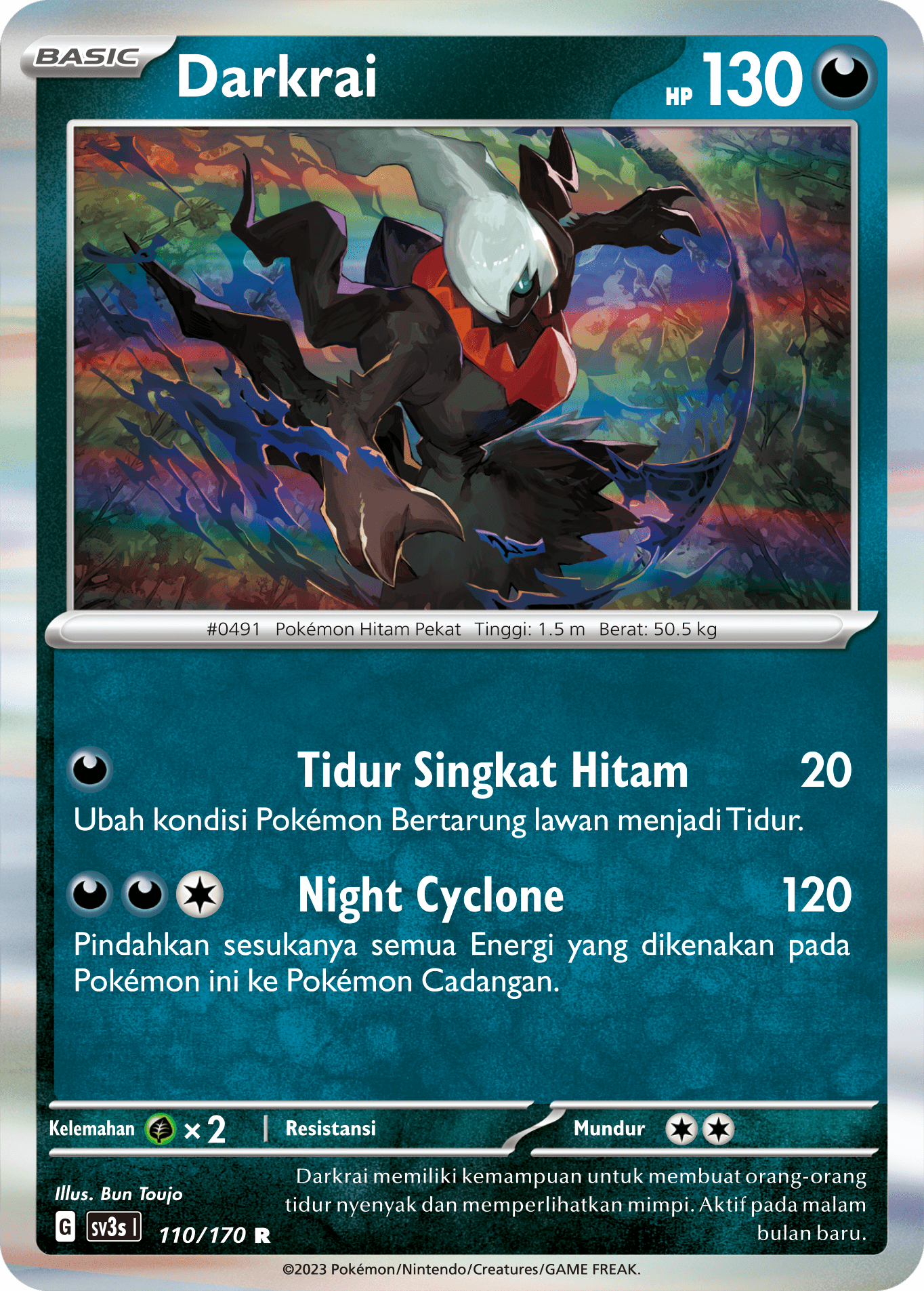 Darkrai 110 — Kilau Hitam (Indonesian Pokémon TCG card)