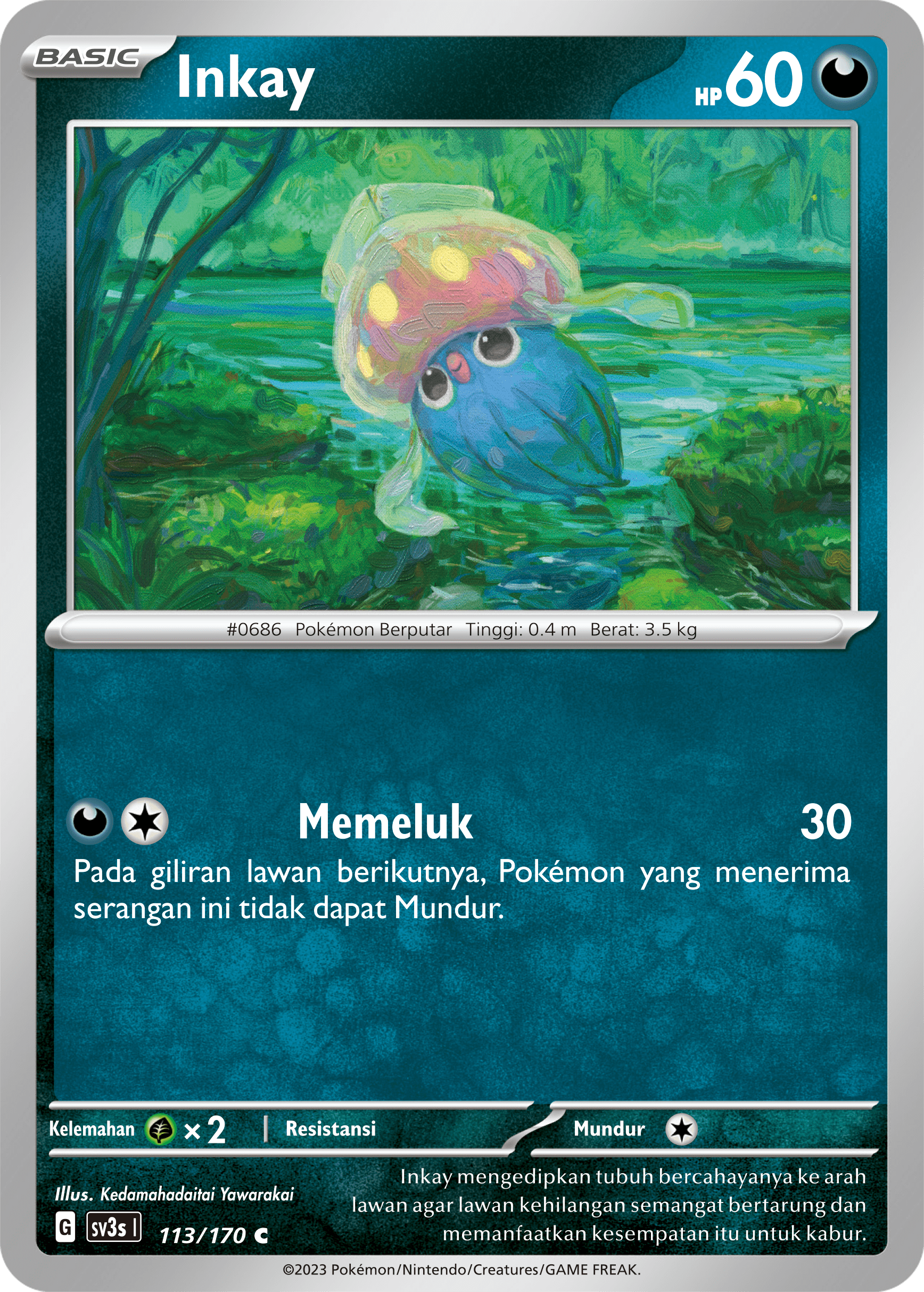 Inkay 113 — Kilau Hitam (Indonesian Pokémon TCG card)