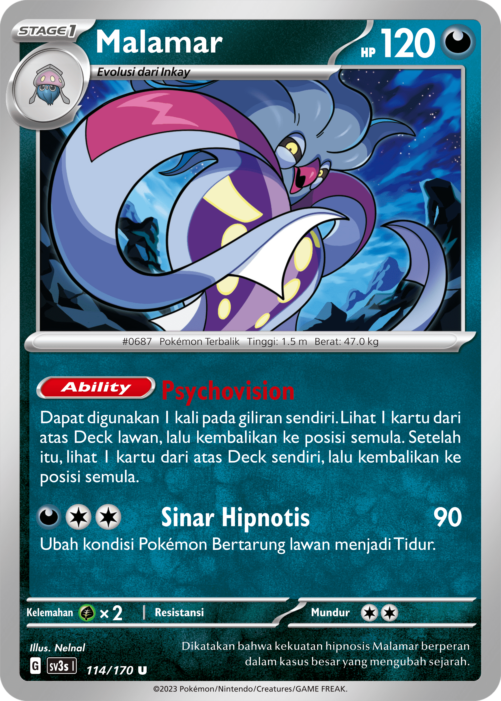 Malamar 114 — Kilau Hitam (Indonesian Pokémon TCG card)