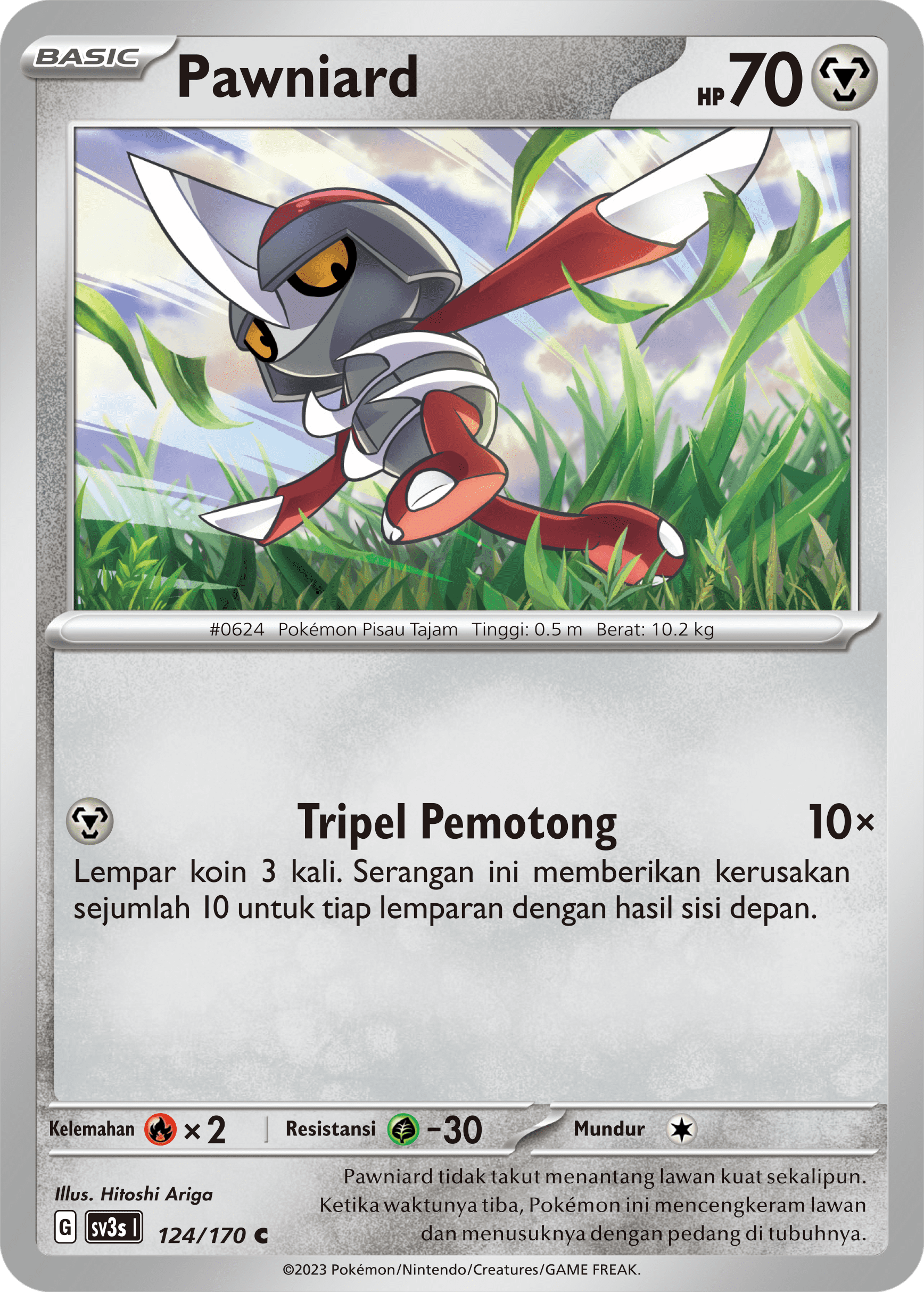 Pawniard 124 — Kilau Hitam (Indonesian Pokémon TCG card)