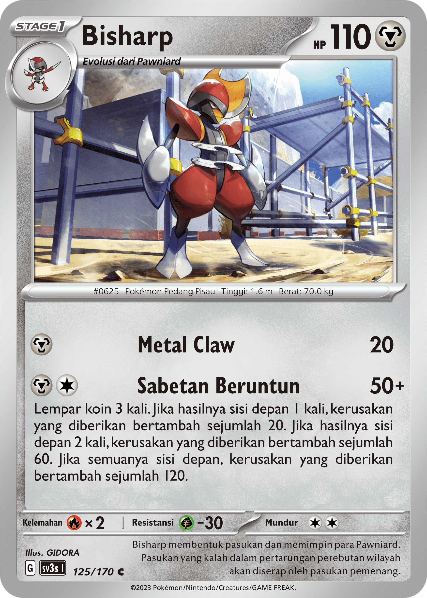 Bisharp 125 — Kilau Hitam (Indonesian Pokémon TCG card)