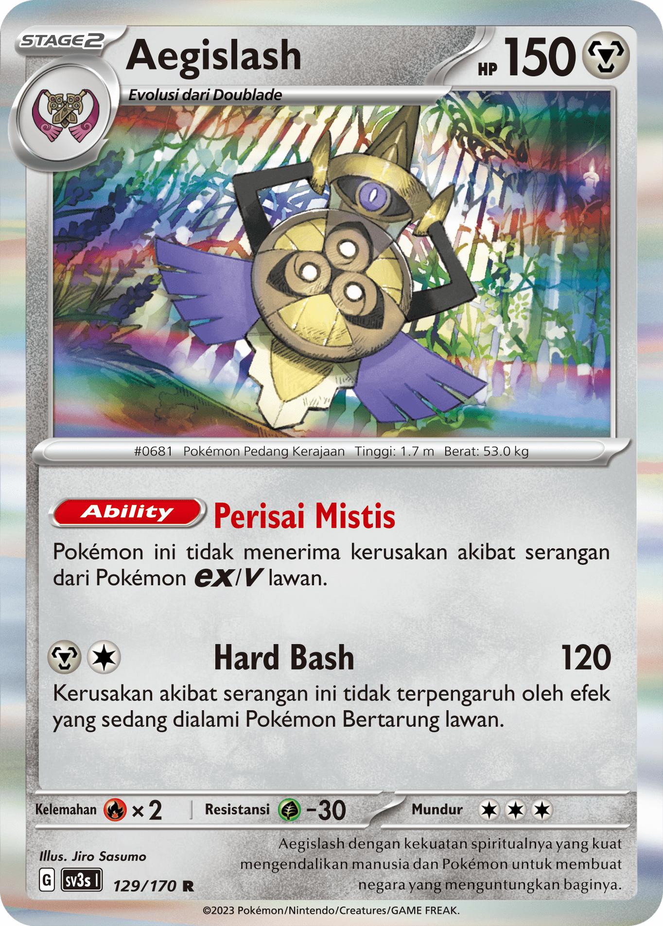 Aegislash 129 — Kilau Hitam (Indonesian Pokémon TCG card)