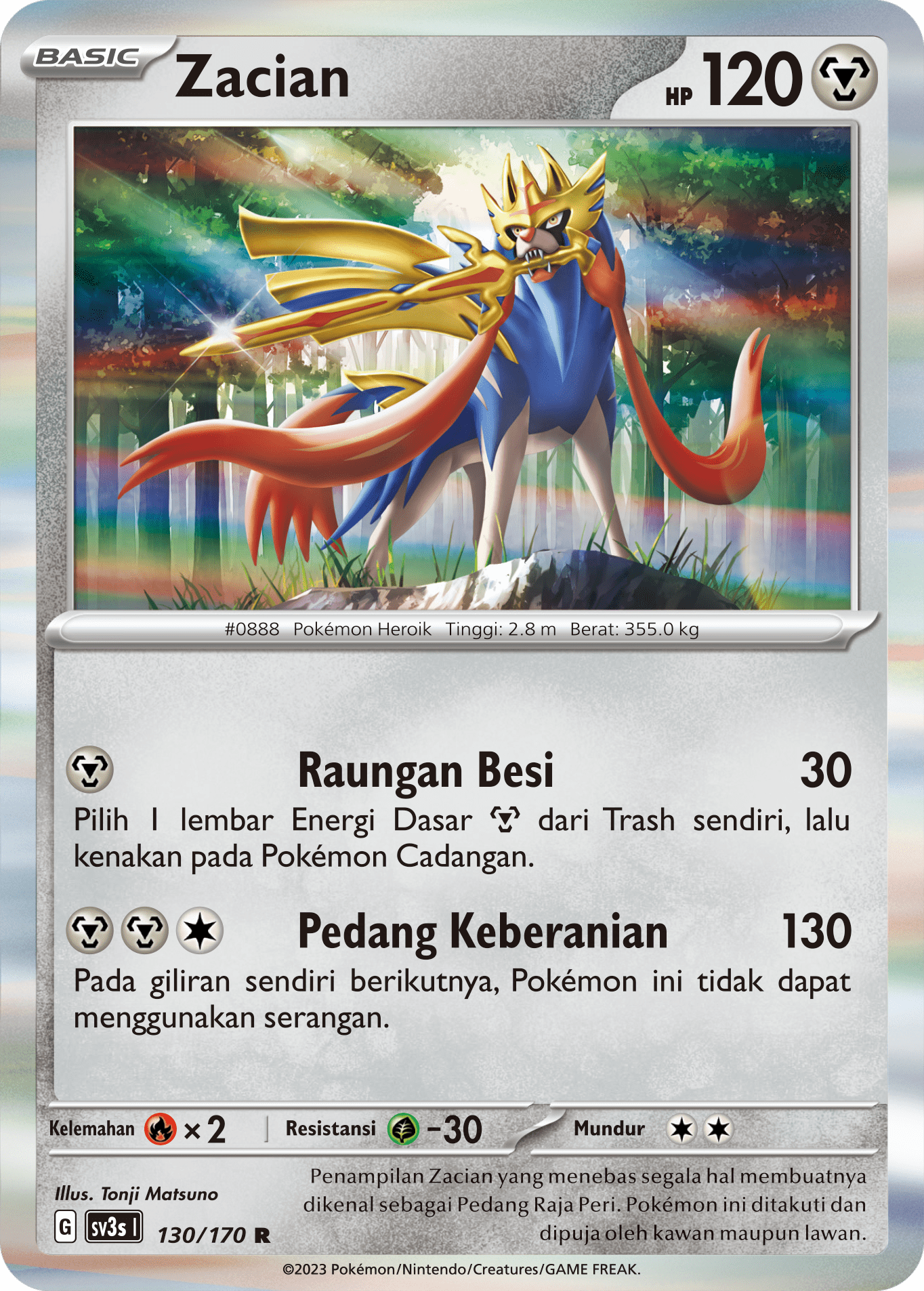 Zacian 130 — Kilau Hitam (Indonesian Pokémon TCG card)