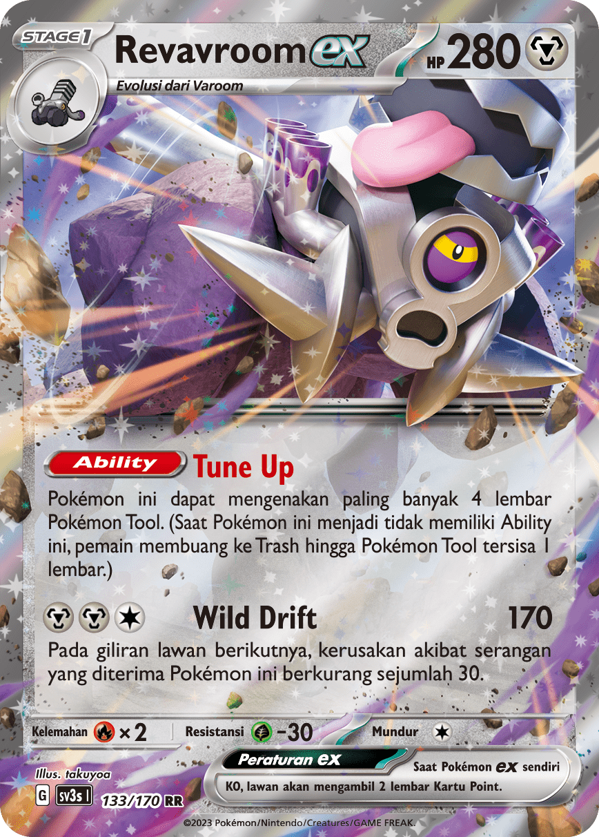 Revavroom ex 133 — Kilau Hitam (Indonesian Pokémon TCG card)
