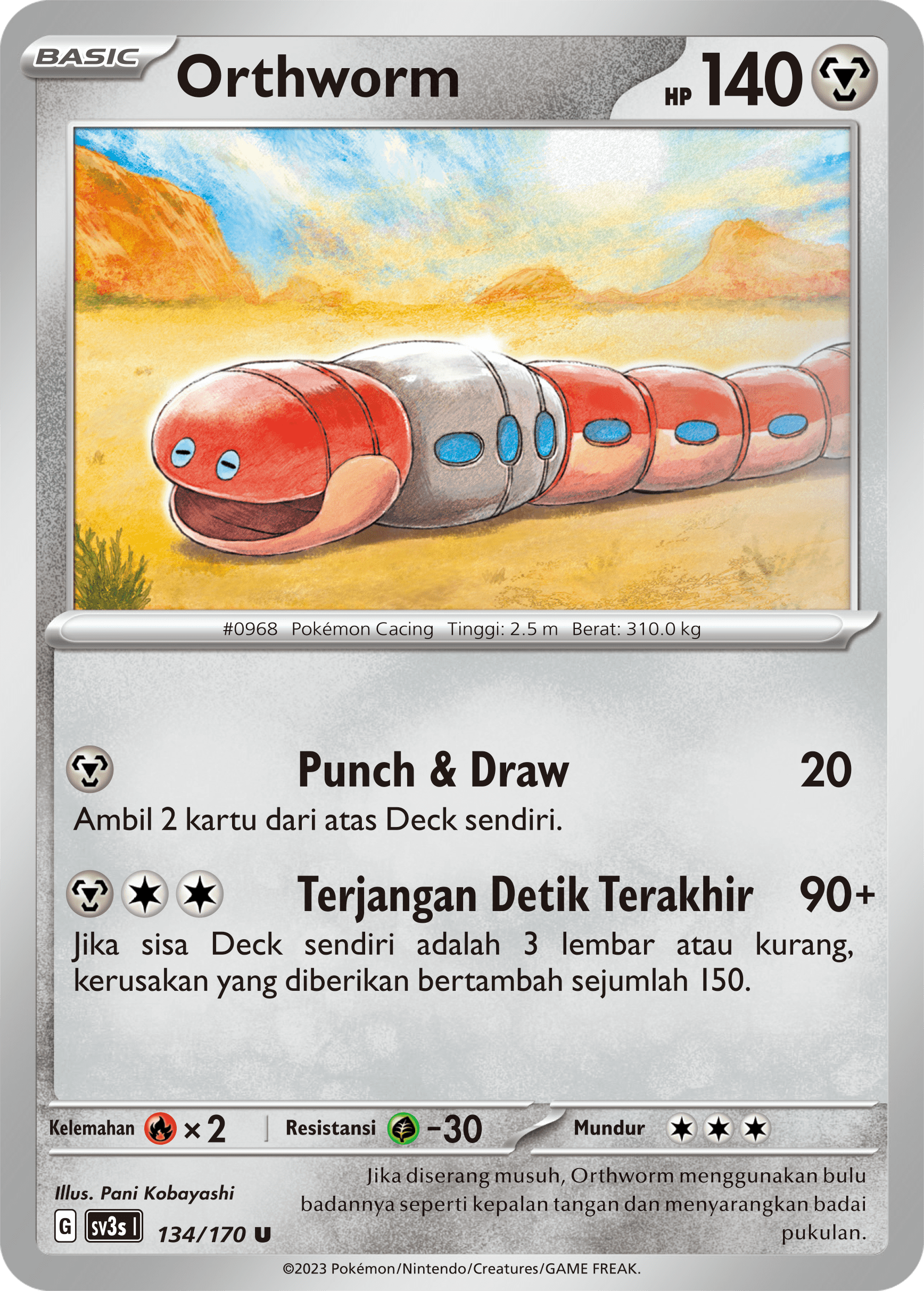 Orthworm 134 — Kilau Hitam (Indonesian Pokémon TCG card)
