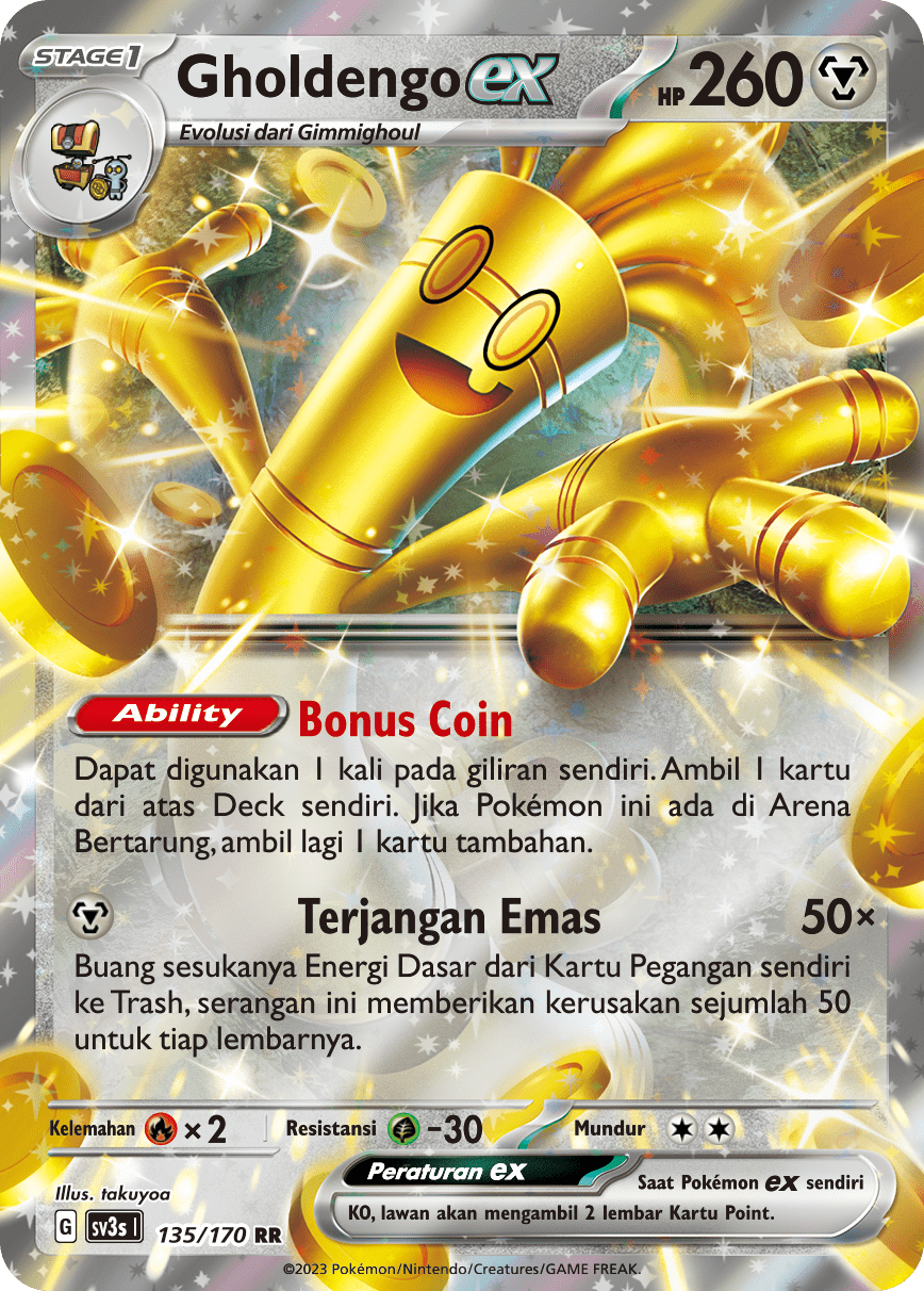 Gholdengo ex 135 — Kilau Hitam (Indonesian Pokémon TCG card)