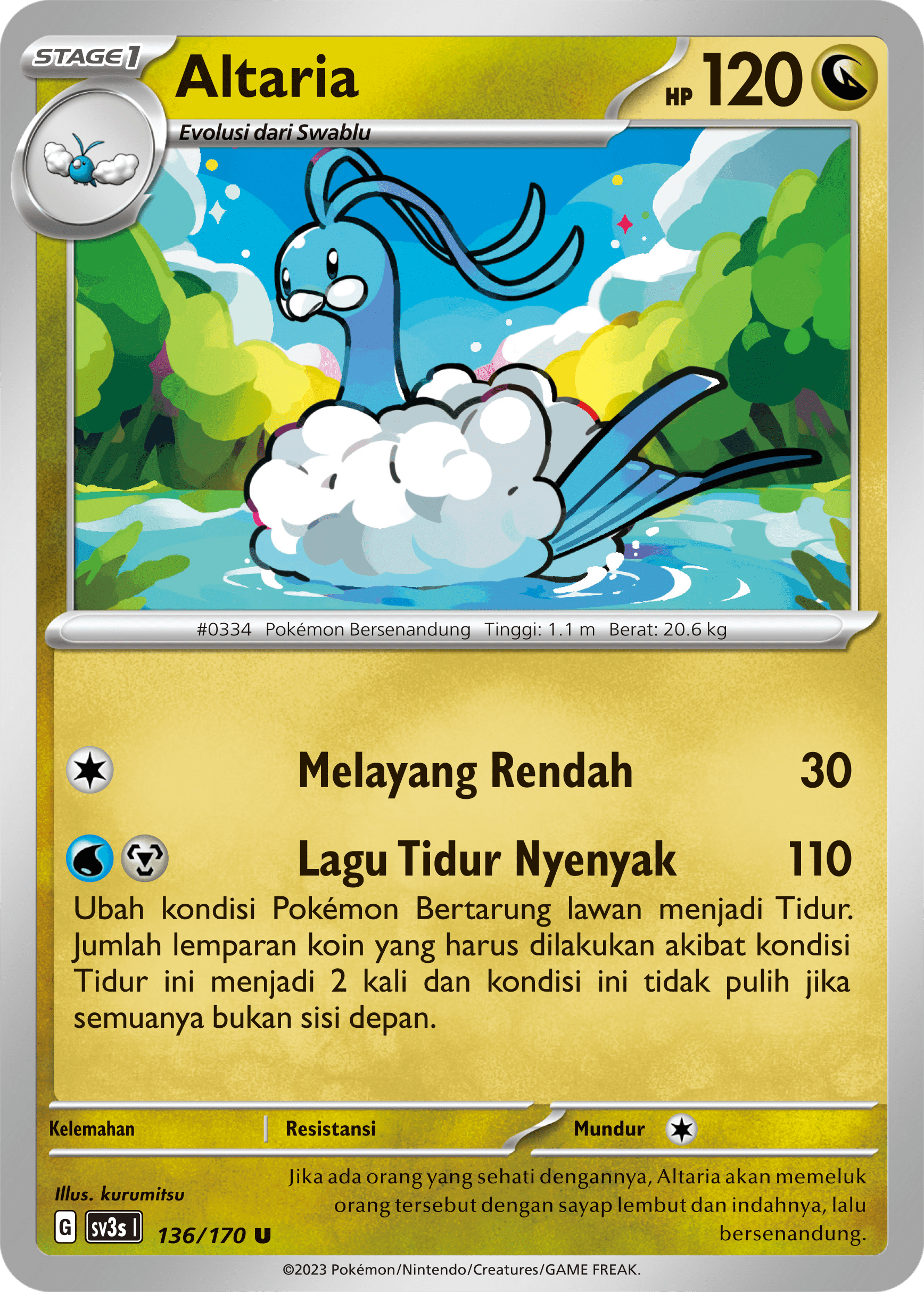 Altaria 136 — Kilau Hitam (Indonesian Pokémon TCG card)