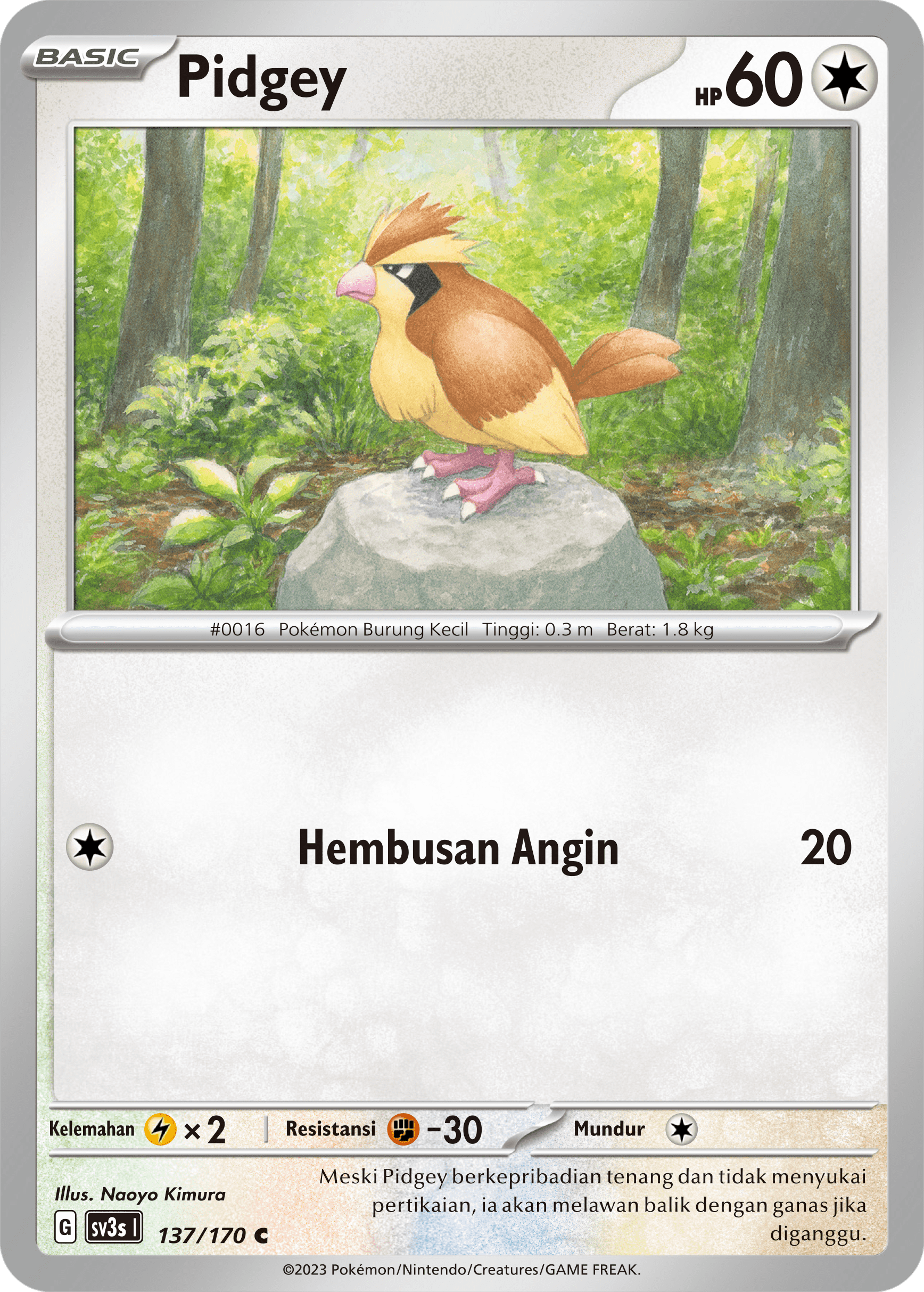 Pidgey 137 — Kilau Hitam (Indonesian Pokémon TCG card)